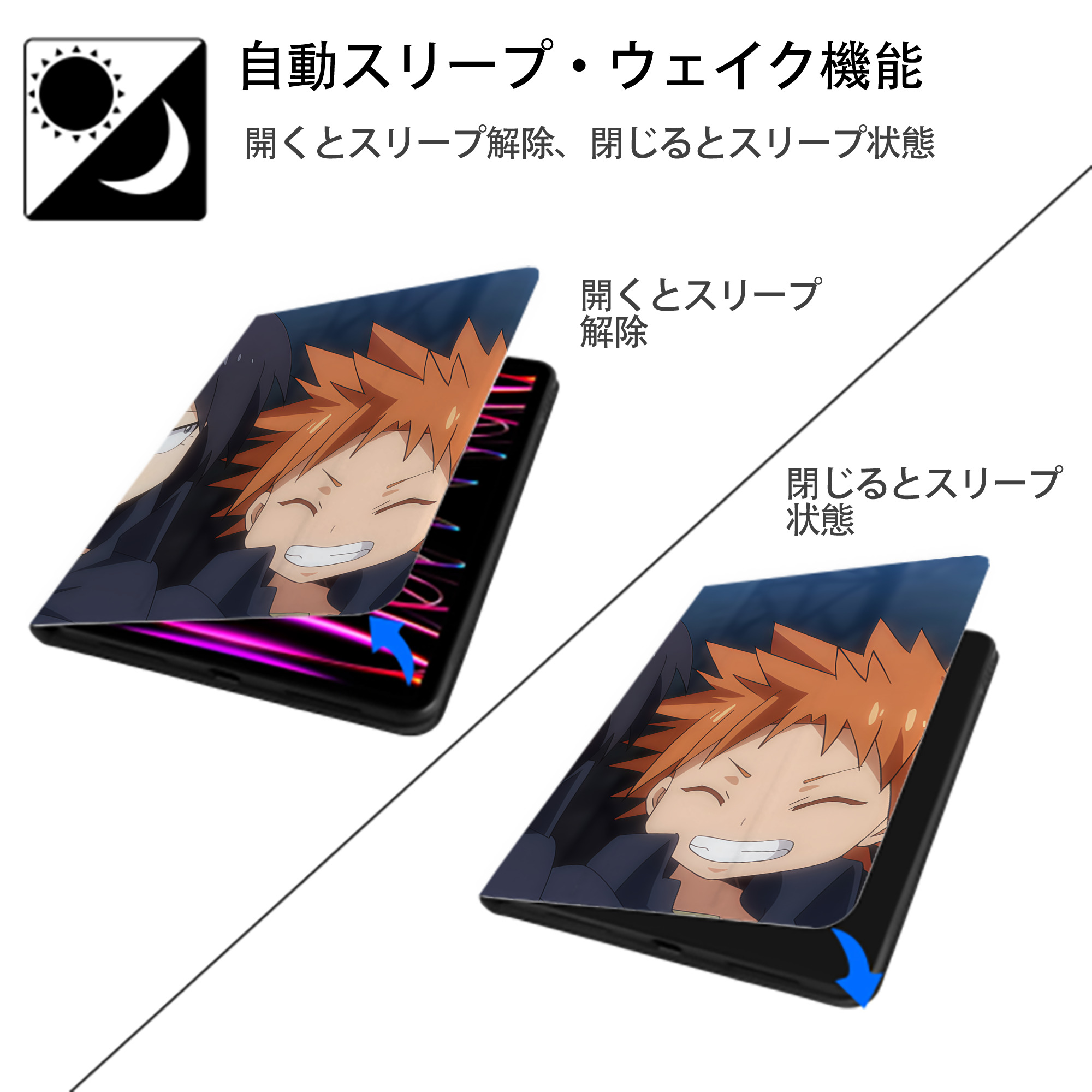 転スラ Regarding Reincarnated to Slime IPadケース ペンホルダー付き ブックスタイルデザイン