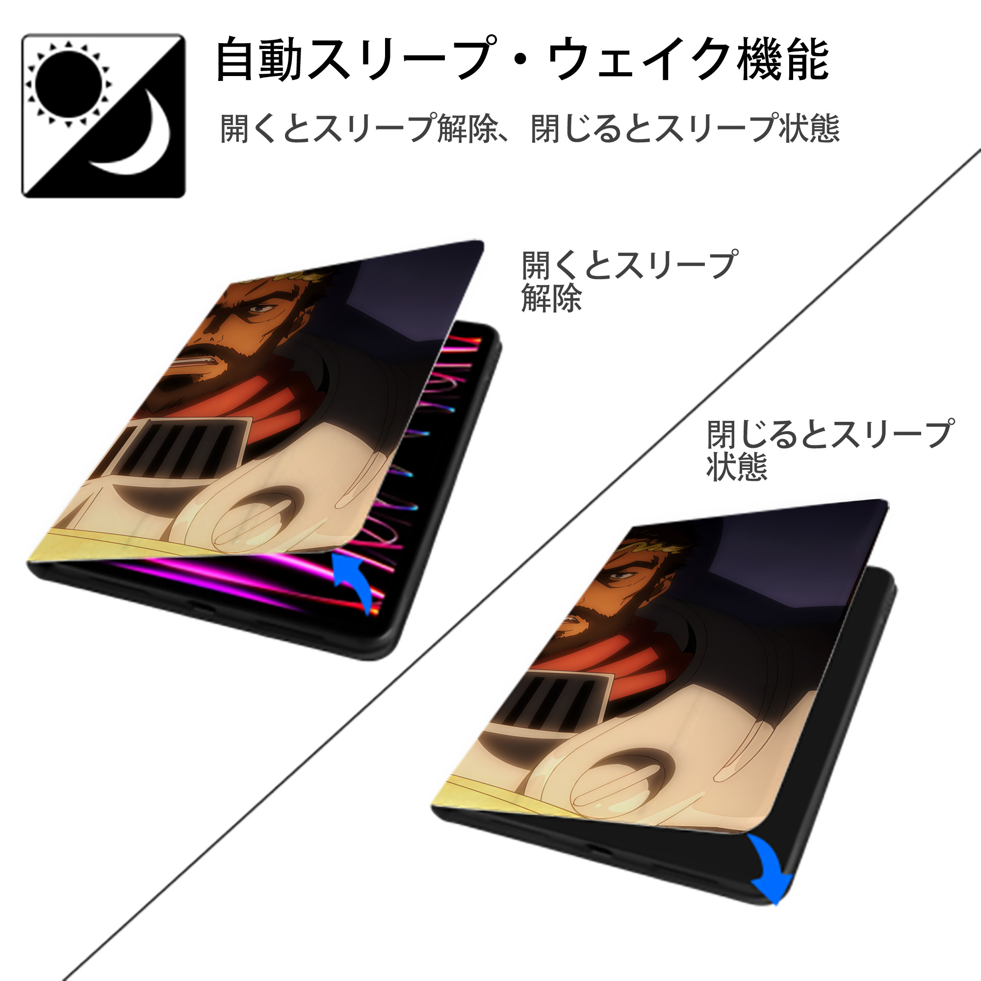 転スラ Regarding Reincarnated to Slime IPadケース ペンホルダー付き ブックスタイルデザイン