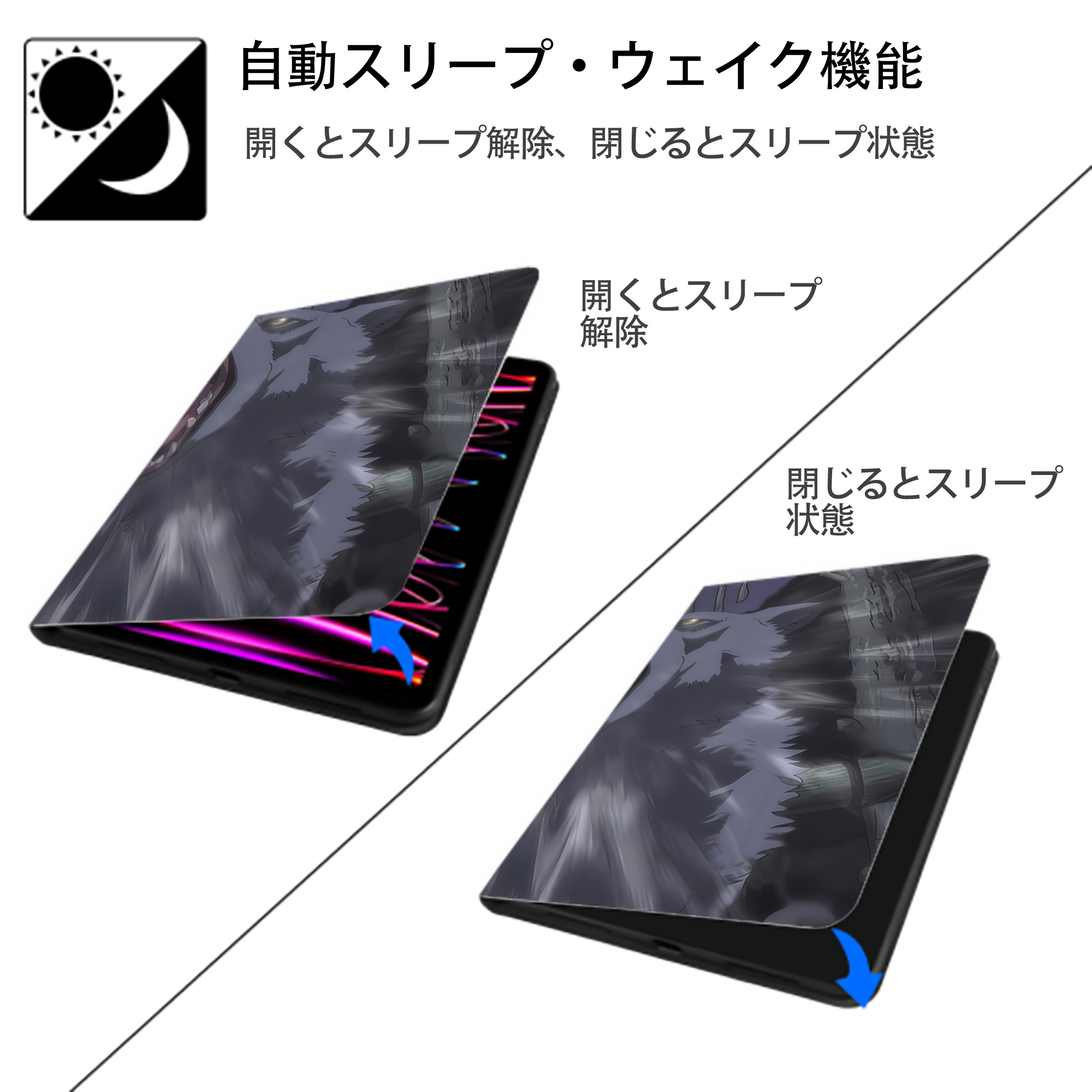 転スラ Regarding Reincarnated to Slime IPadケース ペンホルダー付き ブックスタイルデザイン