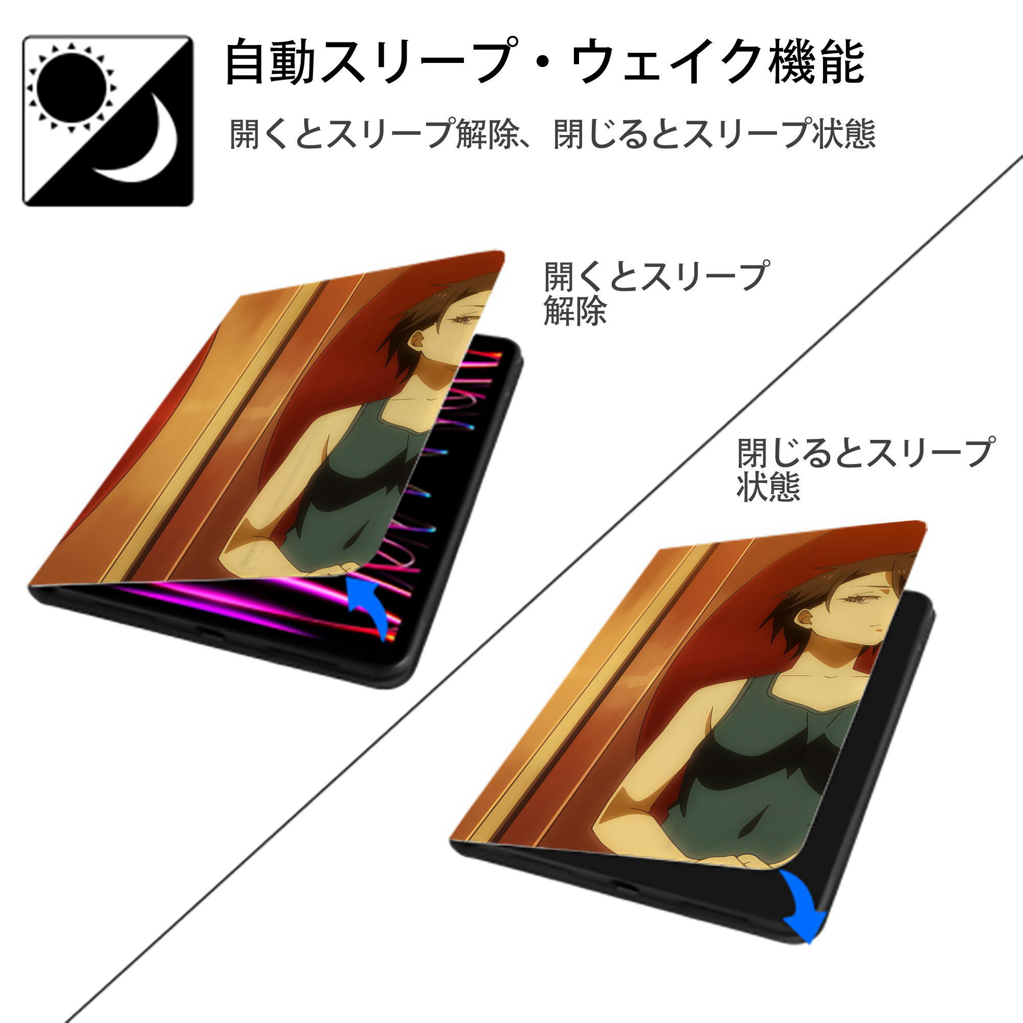 転スラ Regarding Reincarnated to Slime IPadケース ペンホルダー付き ブックスタイルデザイン