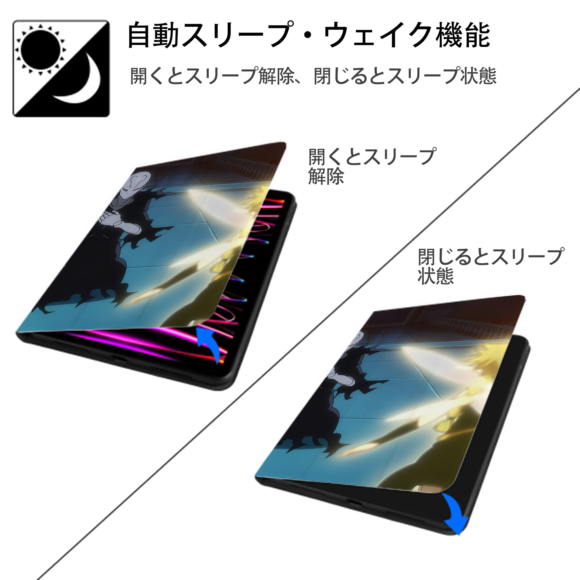転スラ Regarding Reincarnated to Slime IPadケース ペンホルダー付き ブックスタイルデザイン