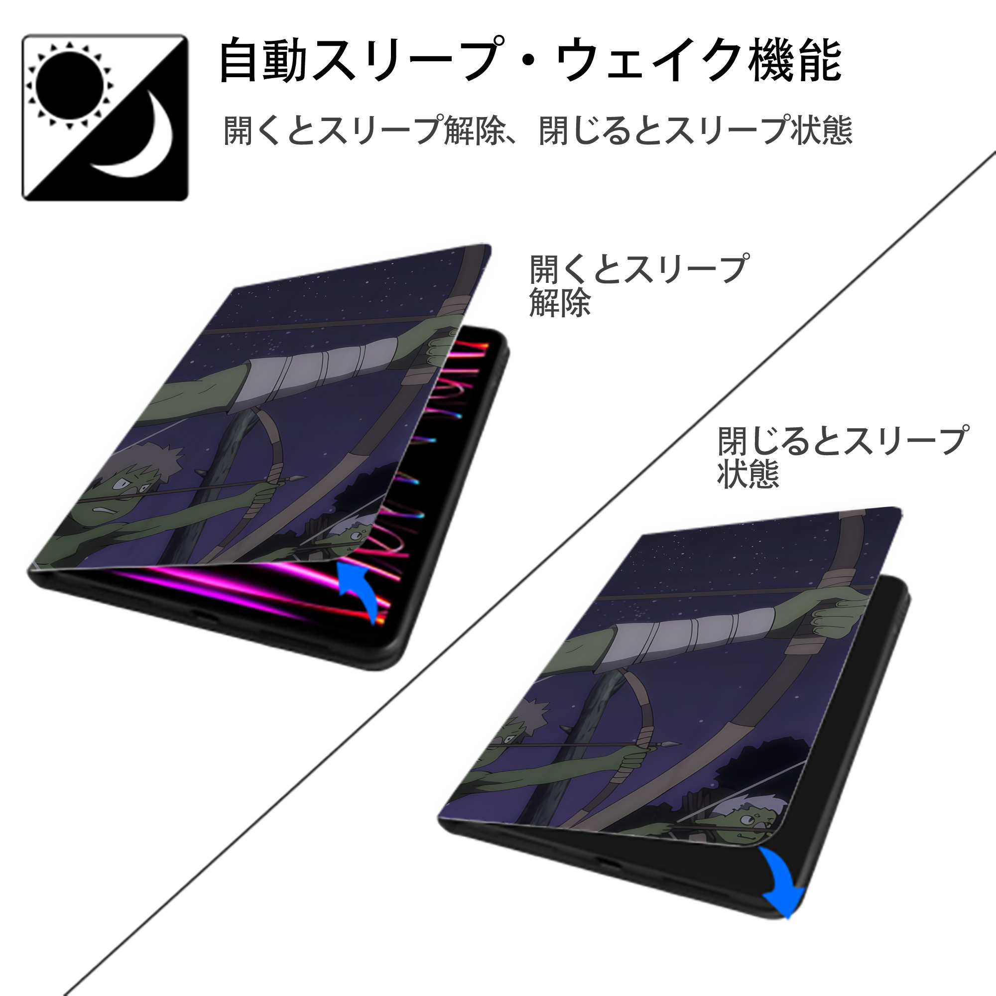 転スラ Regarding Reincarnated to Slime IPadケース ペンホルダー付き ブックスタイルデザイン