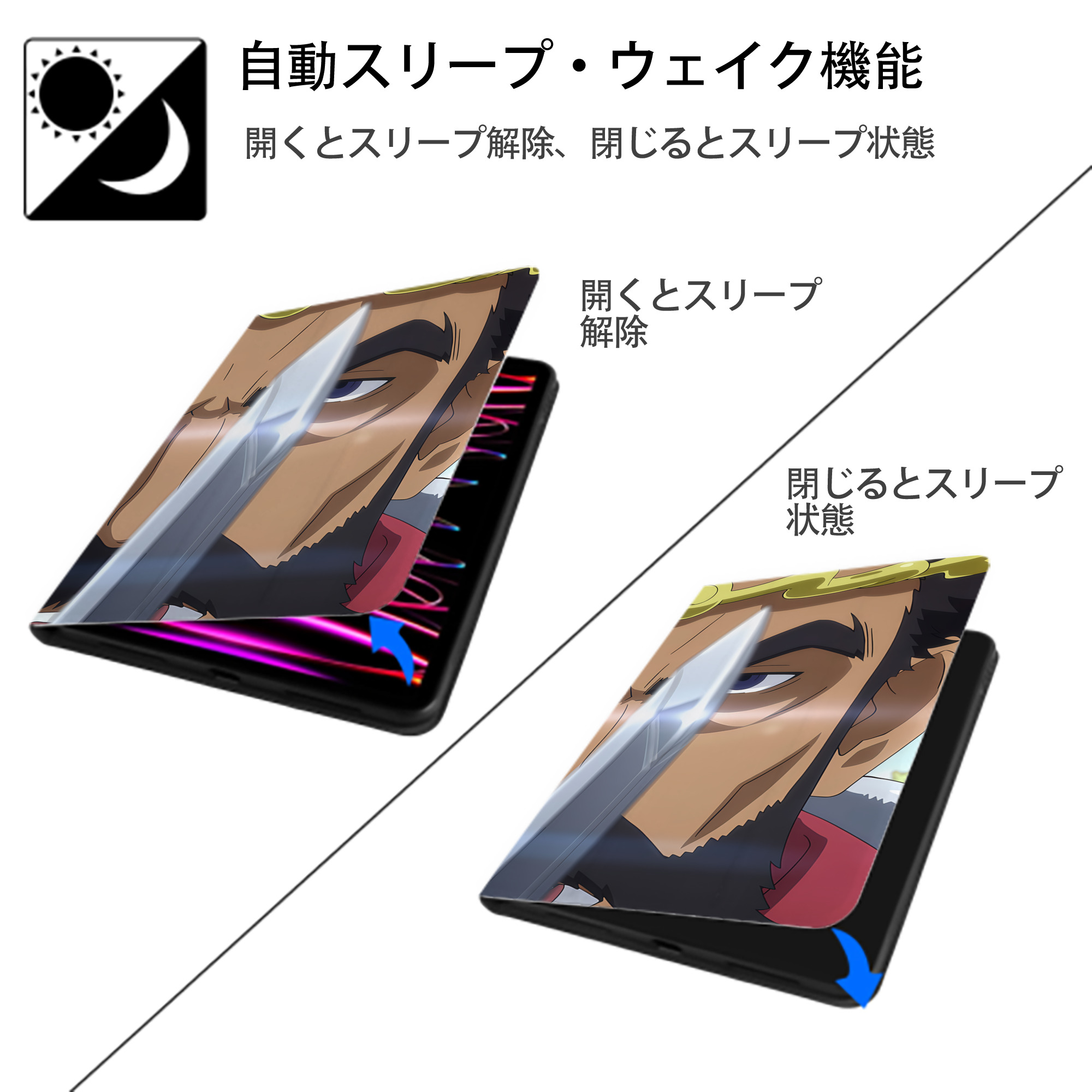 転スラ Regarding Reincarnated to Slime IPadケース ペンホルダー付き ブックスタイルデザイン
