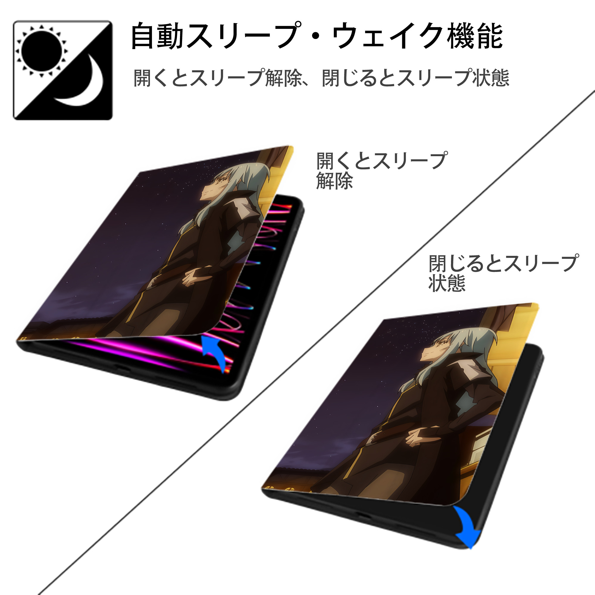 転スラ Regarding Reincarnated to Slime IPadケース ペンホルダー付き ブックスタイルデザイン