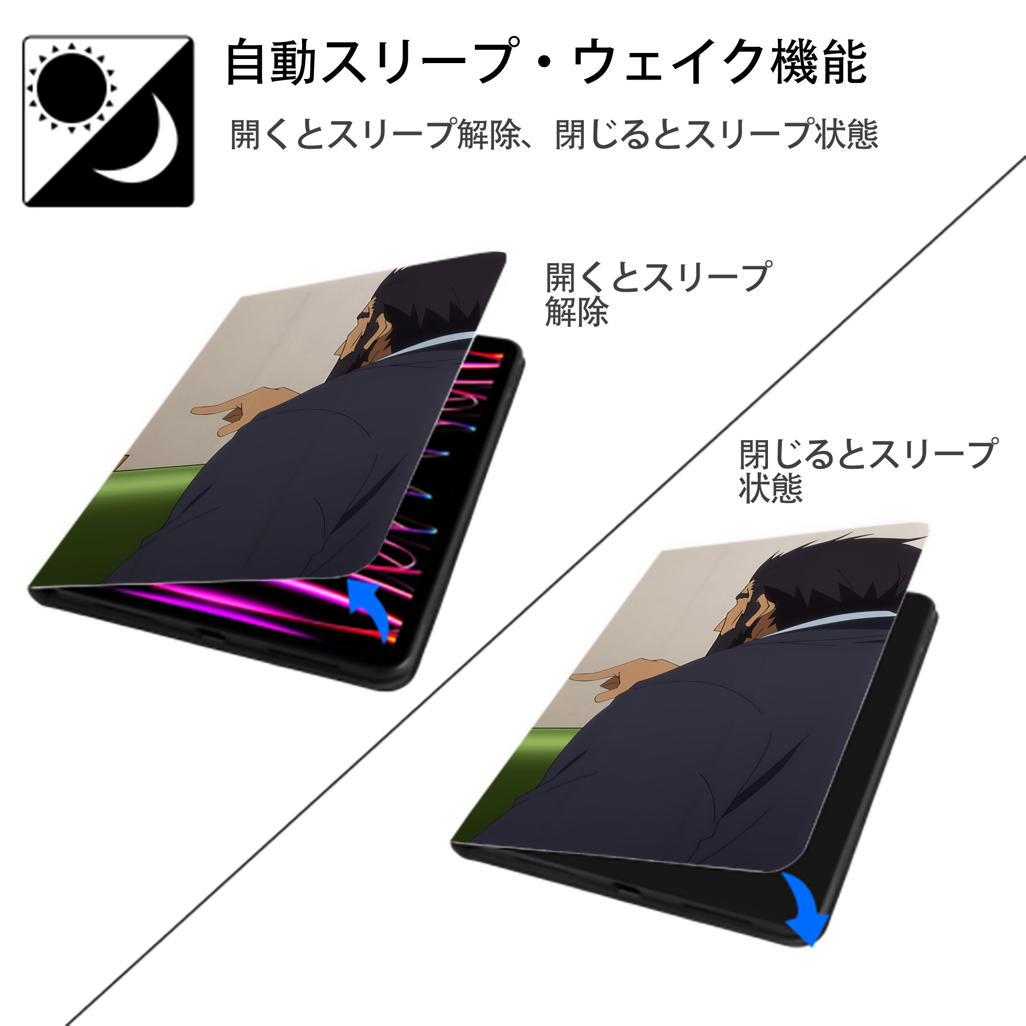転スラ Regarding Reincarnated to Slime IPadケース ペンホルダー付き ブックスタイルデザイン