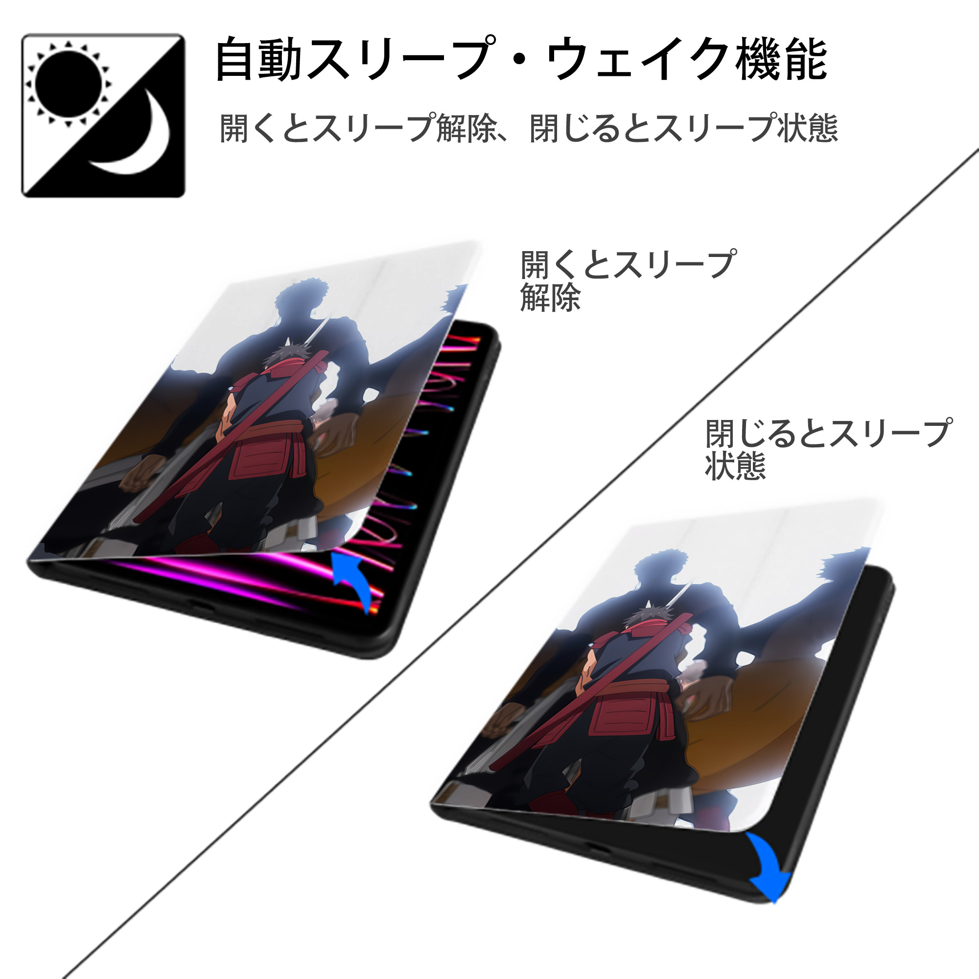 転スラ Regarding Reincarnated to Slime IPadケース ペンホルダー付き ブックスタイルデザイン