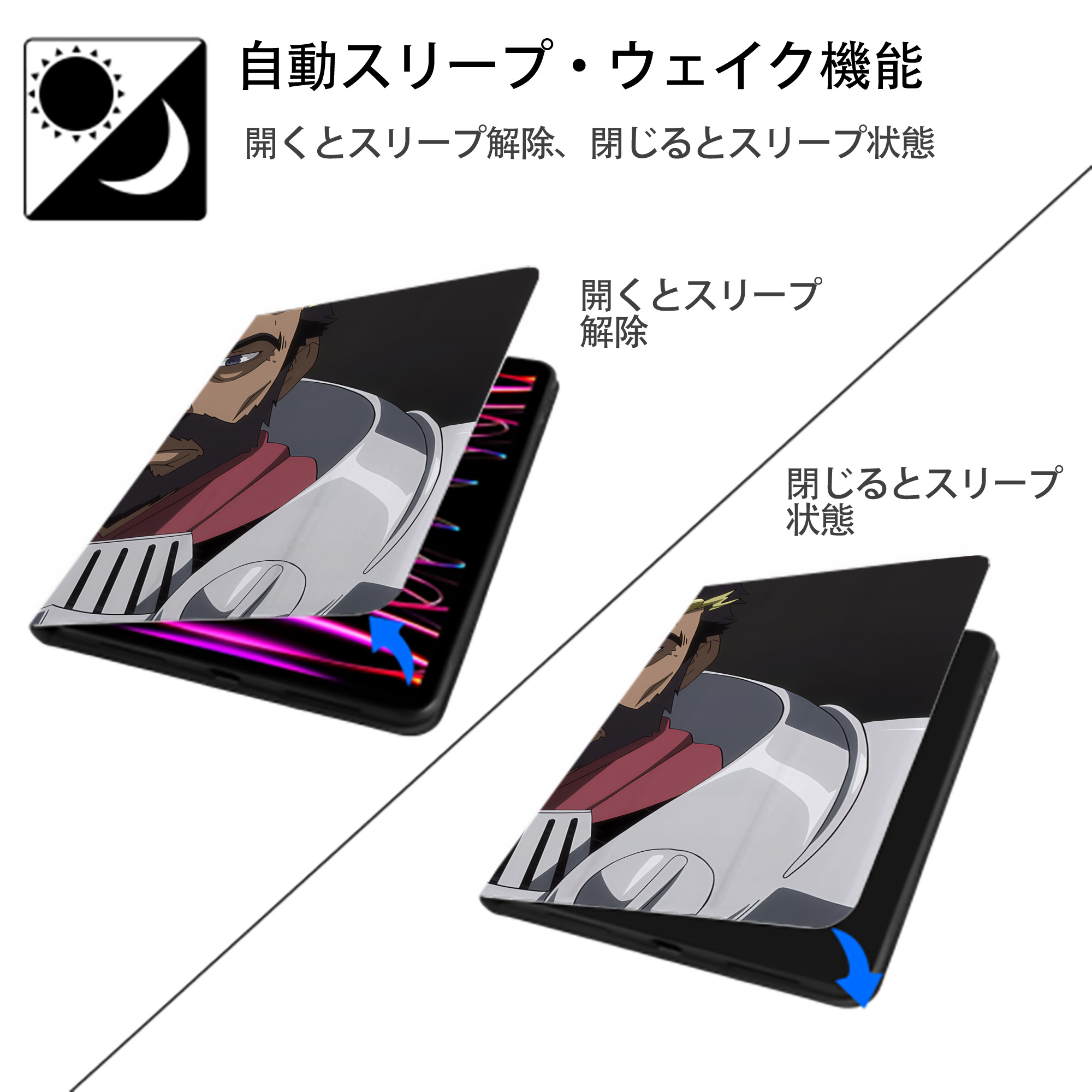 転スラ Regarding Reincarnated to Slime IPadケース ペンホルダー付き ブックスタイルデザイン