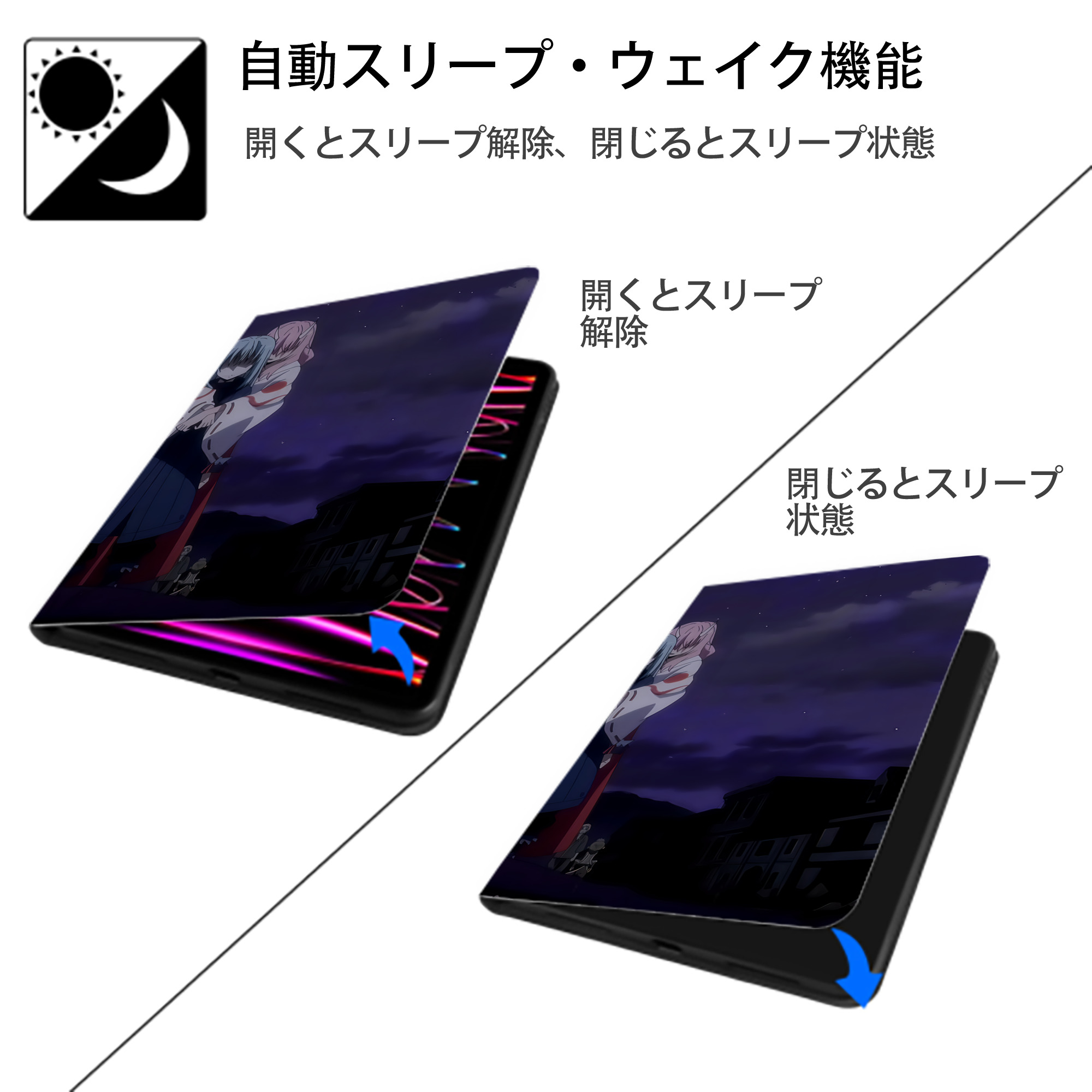 転スラ Regarding Reincarnated to Slime IPadケース ペンホルダー付き ブックスタイルデザイン