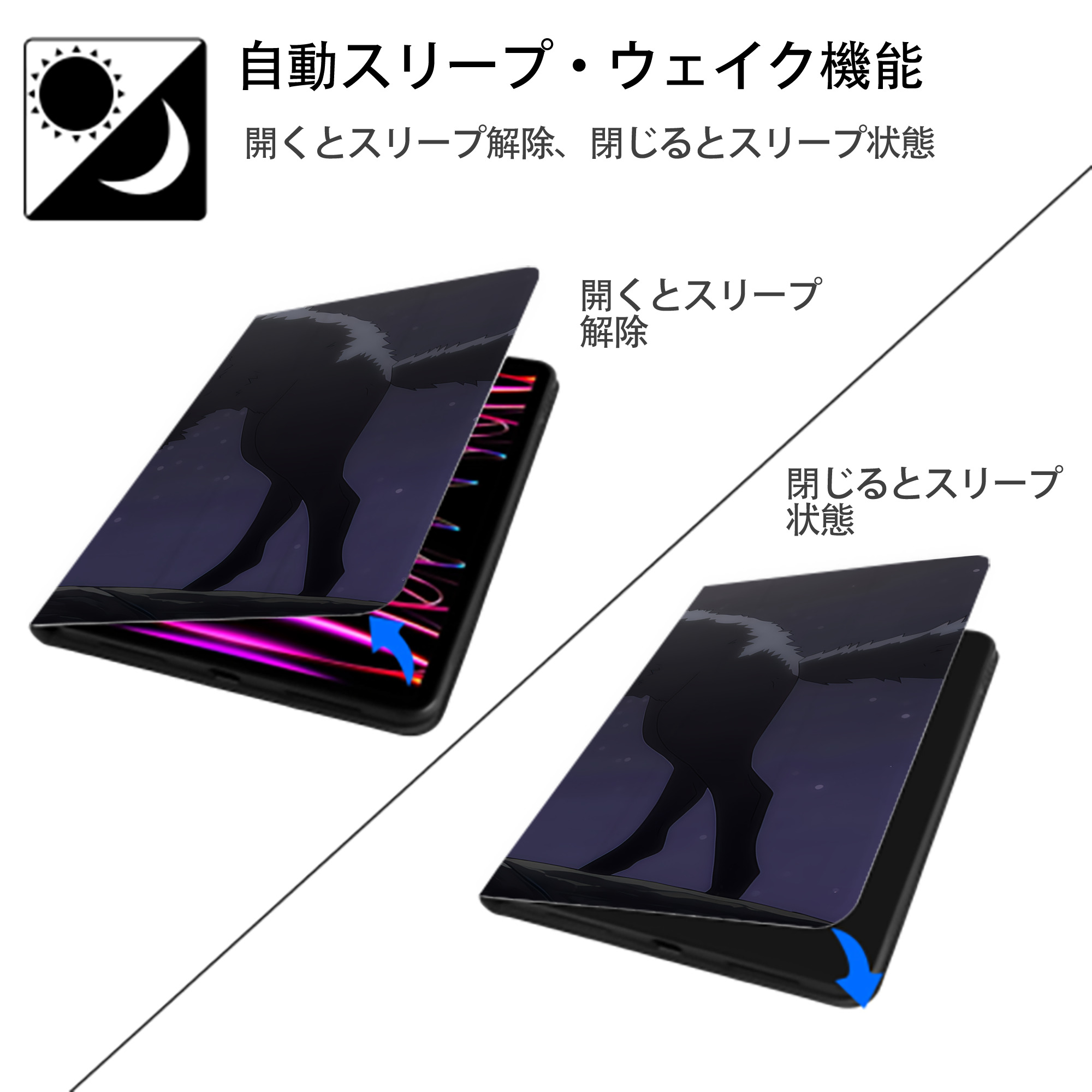 転スラ Regarding Reincarnated to Slime IPadケース ペンホルダー付き ブックスタイルデザイン