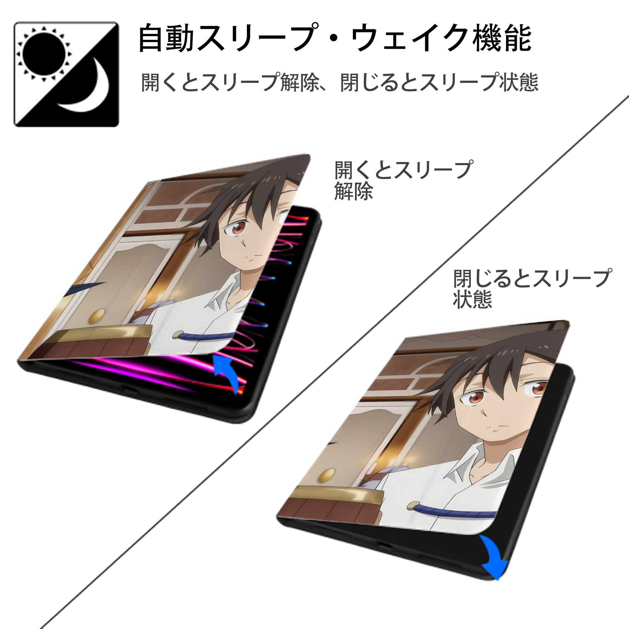 転スラ Regarding Reincarnated to Slime IPadケース ペンホルダー付き ブックスタイルデザイン
