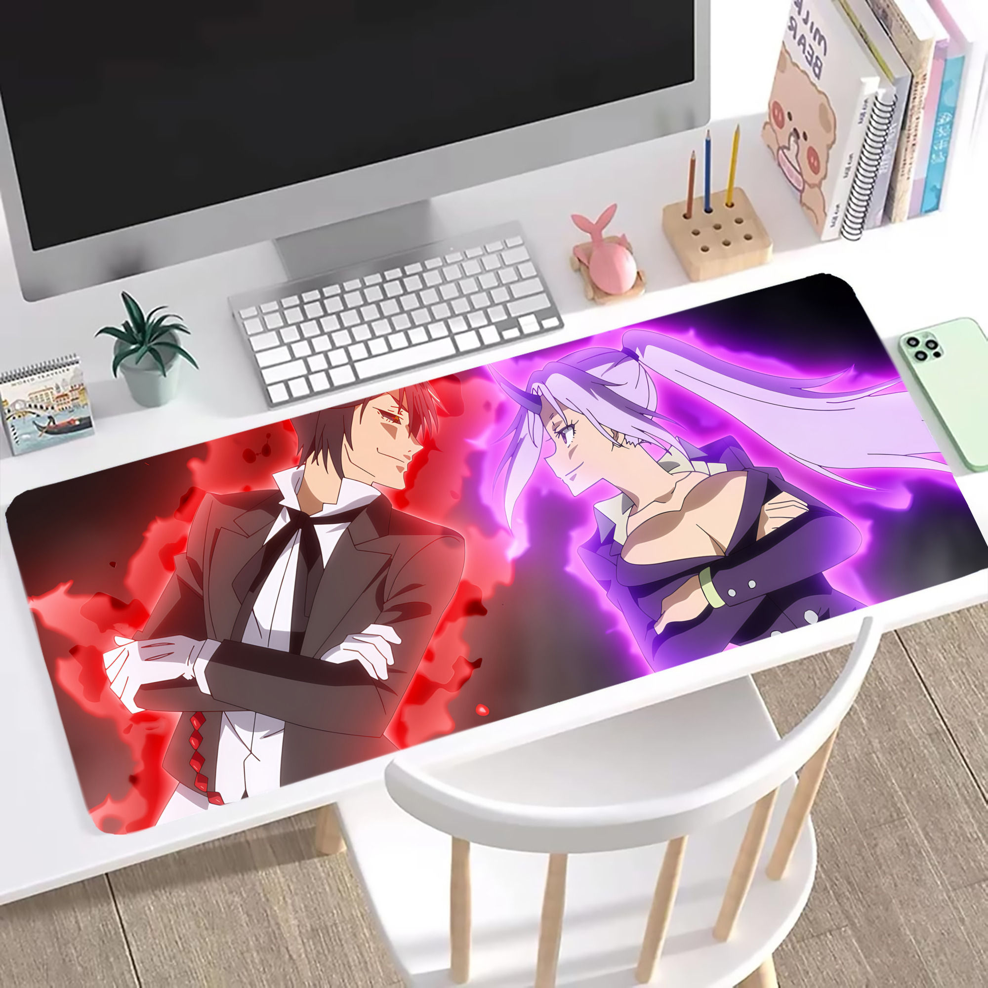 （画像用） 転スラ Regarding Reincarnated to Slime ステッチ加工 大判デスクマット／滑り止めマウスパッド