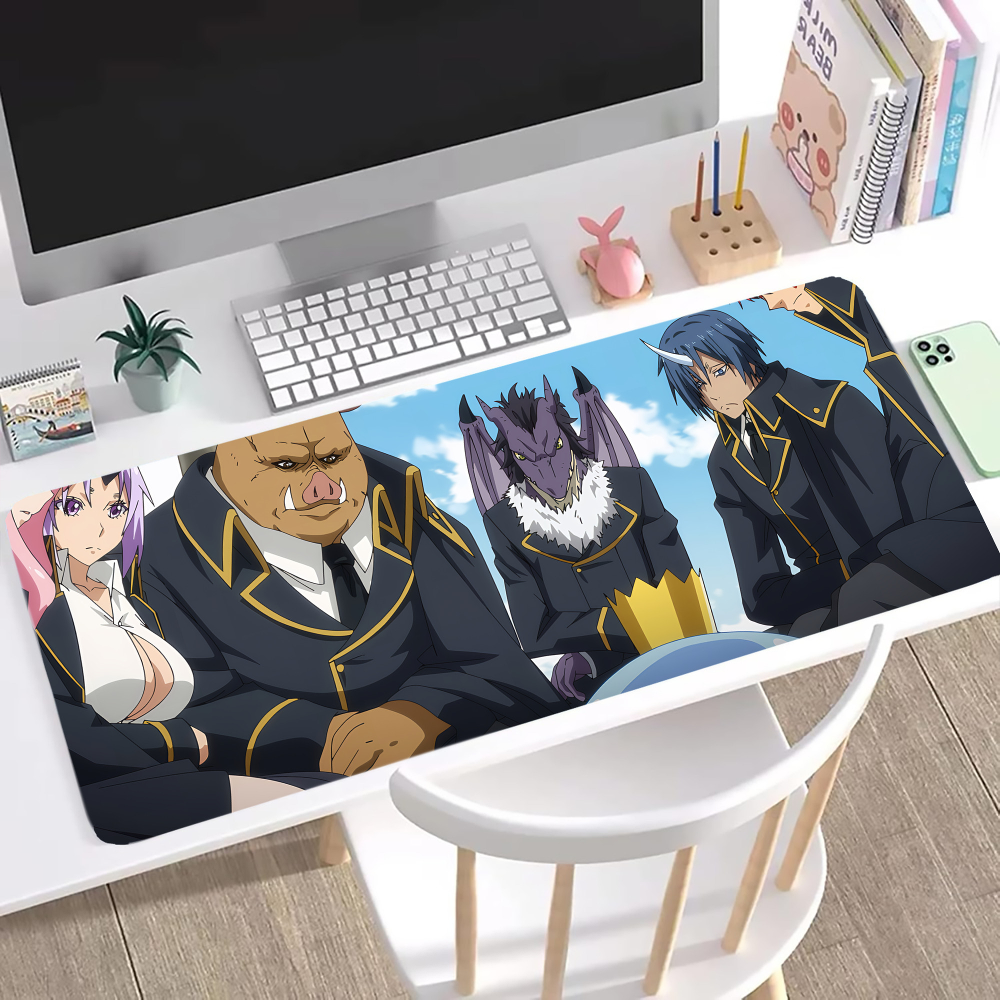 （画像用） 転スラ Regarding Reincarnated to Slime ステッチ加工 大判デスクマット／滑り止めマウスパッド