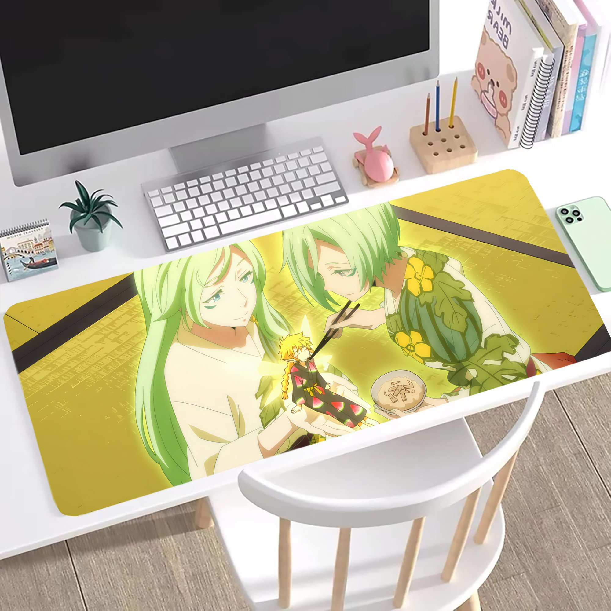 （画像用） 転スラ Regarding Reincarnated to Slime ステッチ加工 大判デスクマット／滑り止めマウスパッド