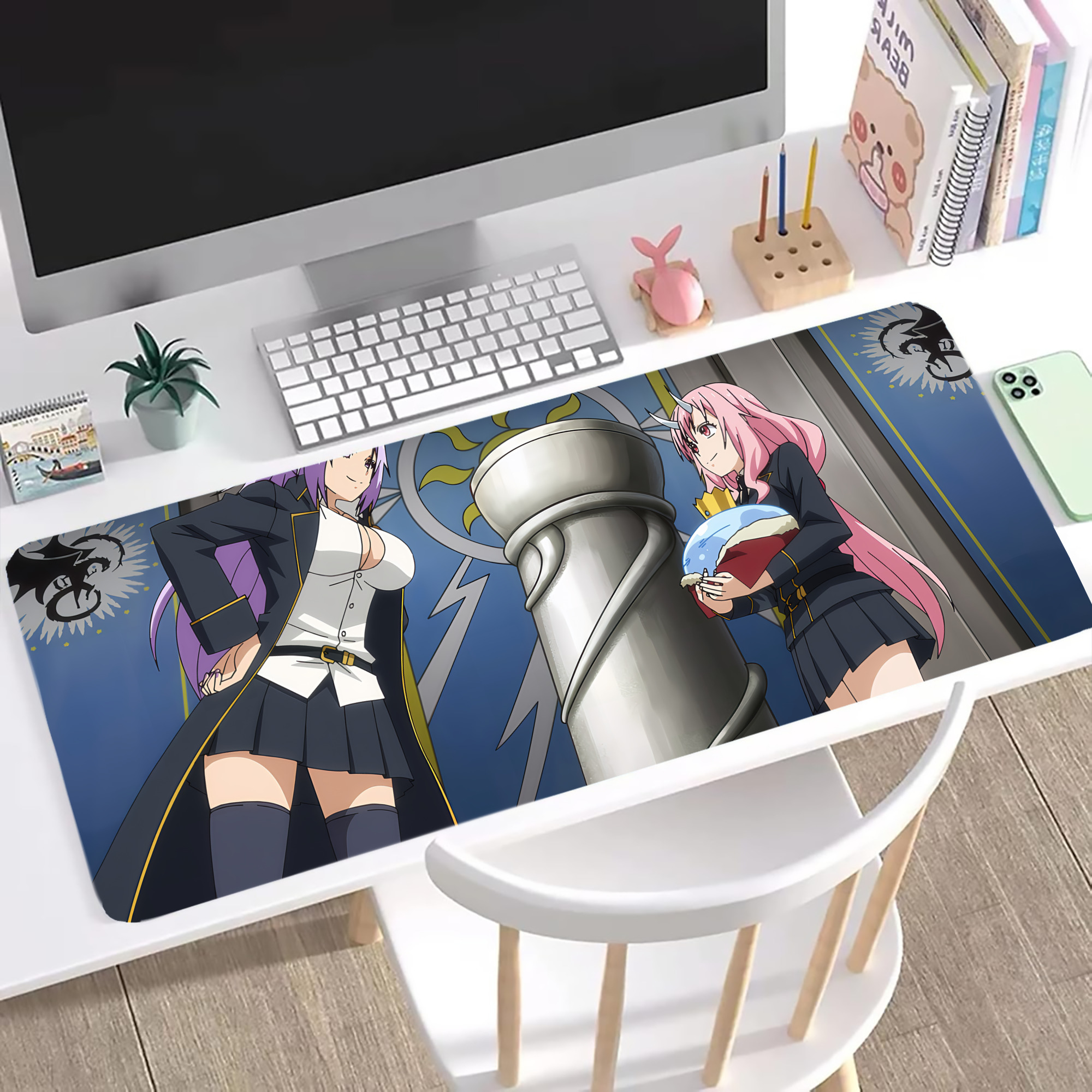 （画像用） 転スラ Regarding Reincarnated to Slime ステッチ加工 大判デスクマット／滑り止めマウスパッド