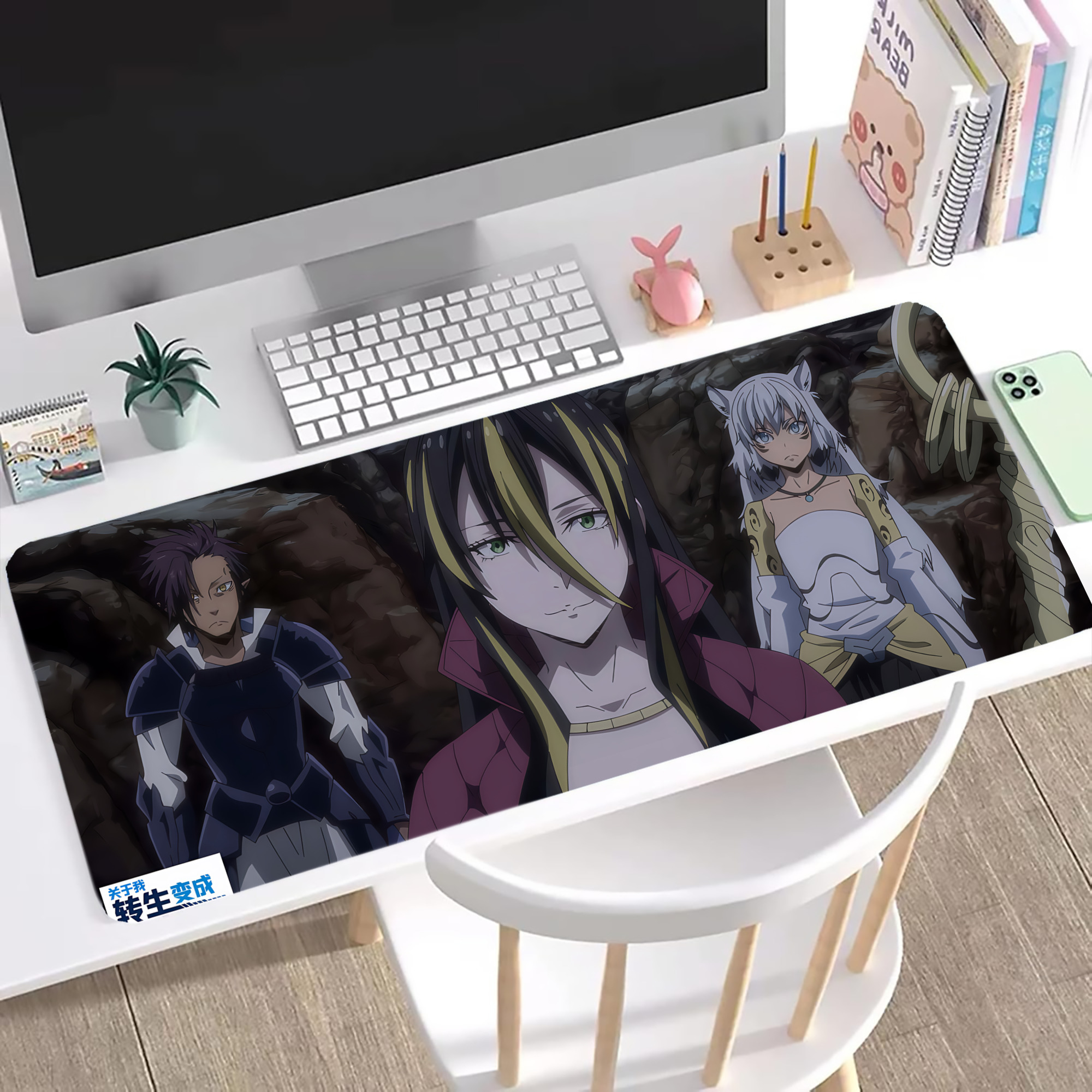 （画像用） 転スラ Regarding Reincarnated to Slime ステッチ加工 大判デスクマット／滑り止めマウスパッド