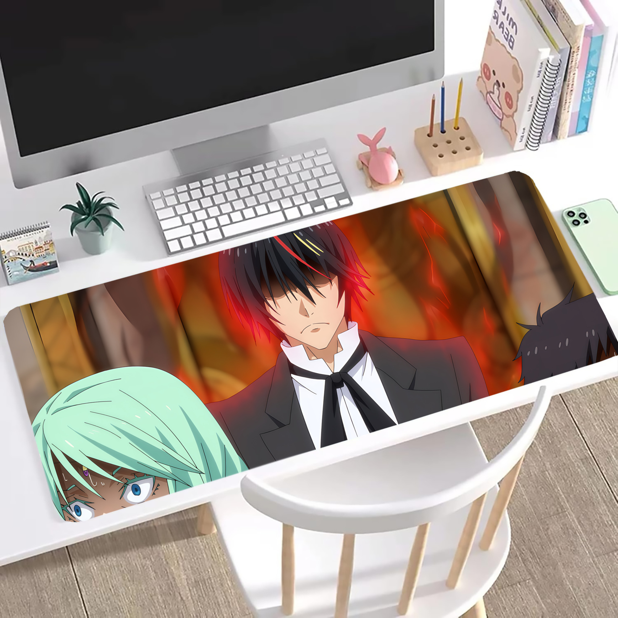 （画像用） 転スラ Regarding Reincarnated to Slime ステッチ加工 大判デスクマット／滑り止めマウスパッド
