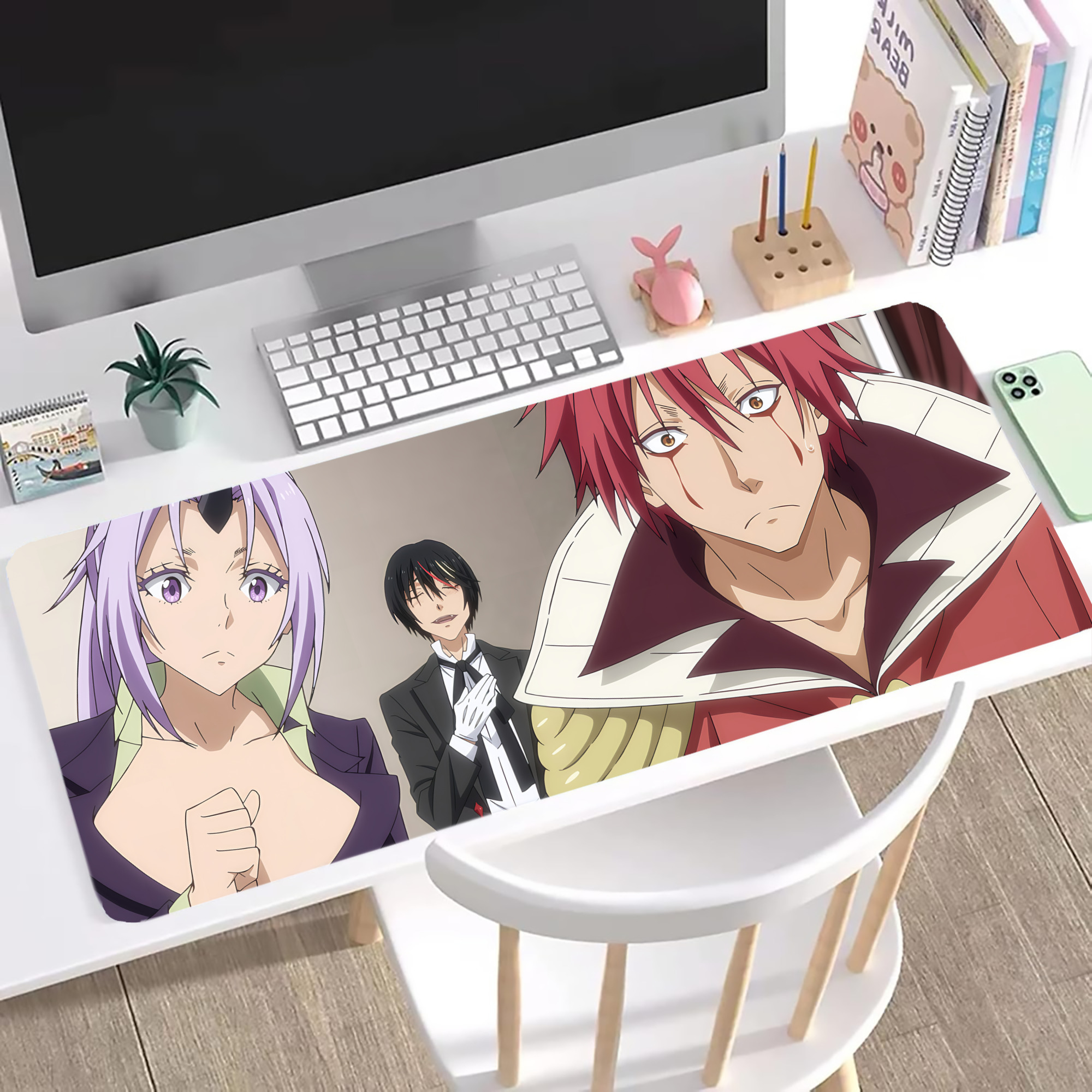 （画像用） 転スラ Regarding Reincarnated to Slime ステッチ加工 大判デスクマット／滑り止めマウスパッド