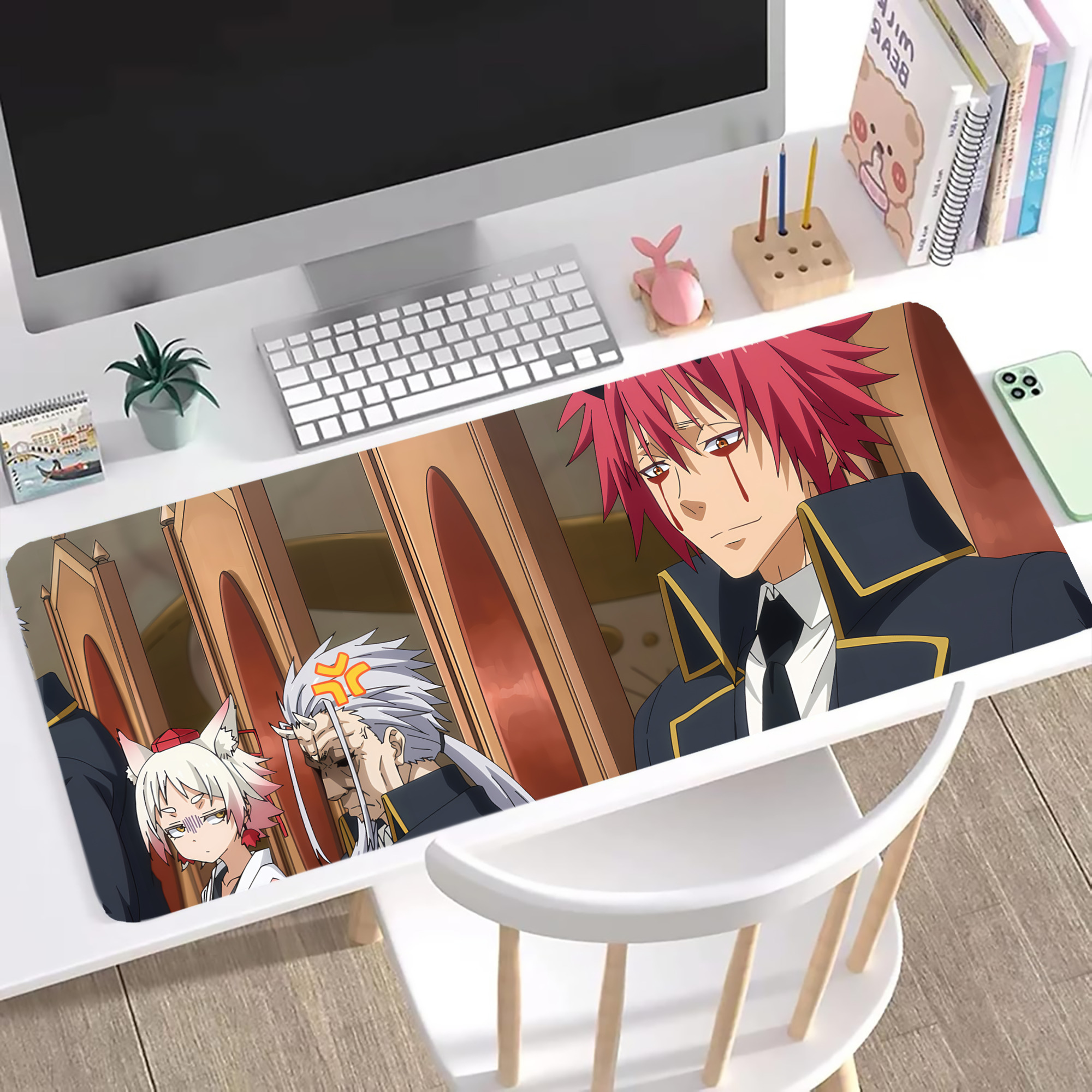 （画像用） 転スラ Regarding Reincarnated to Slime ステッチ加工 大判デスクマット／滑り止めマウスパッド