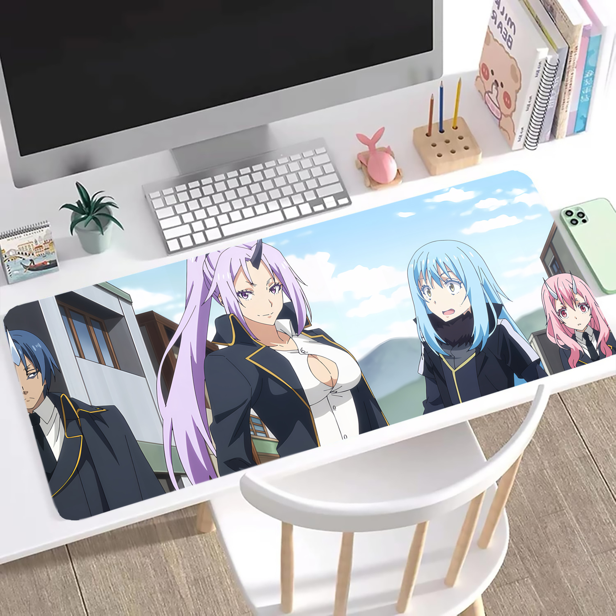 （画像用） 転スラ Regarding Reincarnated to Slime ステッチ加工 大判デスクマット／滑り止めマウスパッド