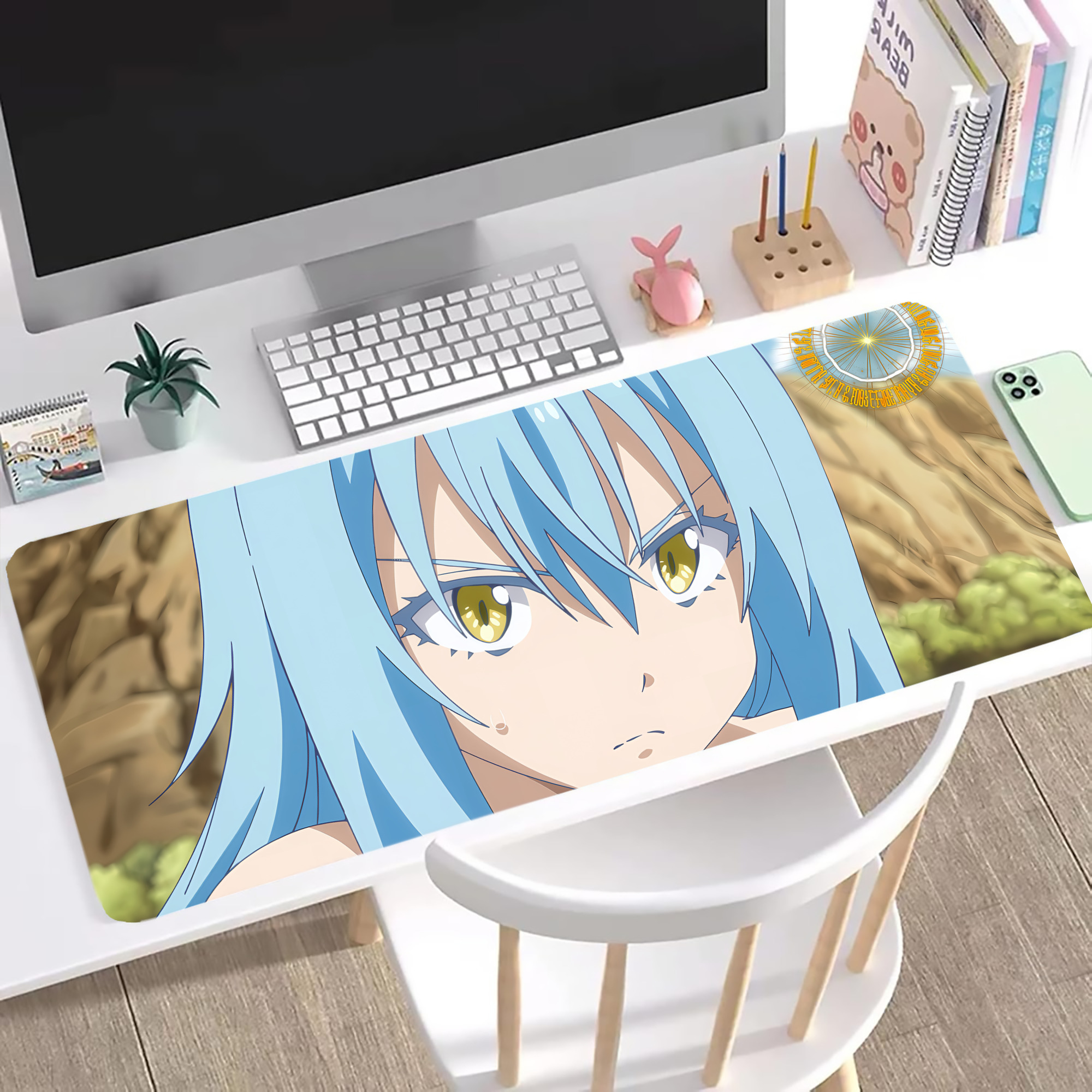 （画像用） 転スラ Regarding Reincarnated to Slime ステッチ加工 大判デスクマット／滑り止めマウスパッド