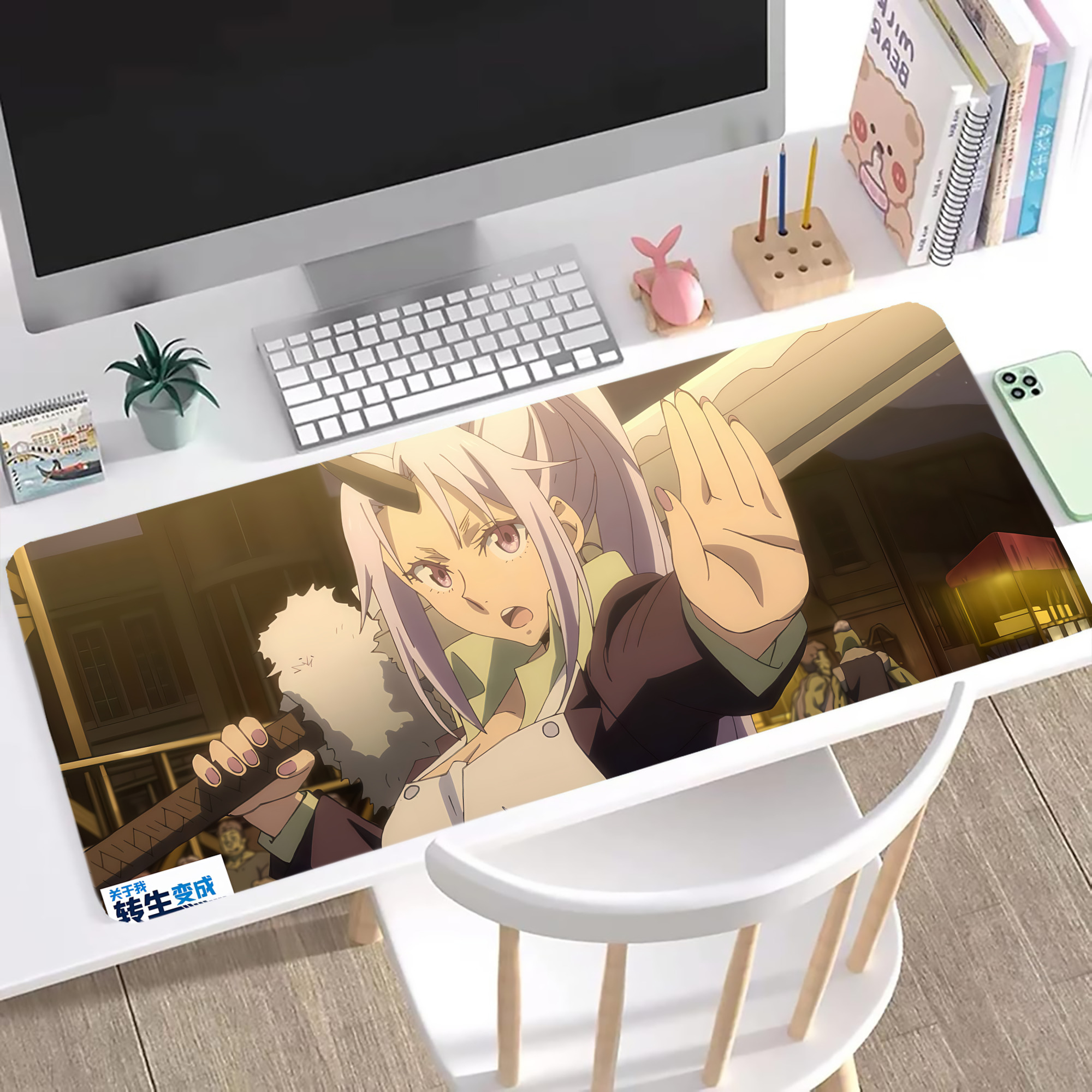 （画像用） 転スラ Regarding Reincarnated to Slime ステッチ加工 大判デスクマット／滑り止めマウスパッド