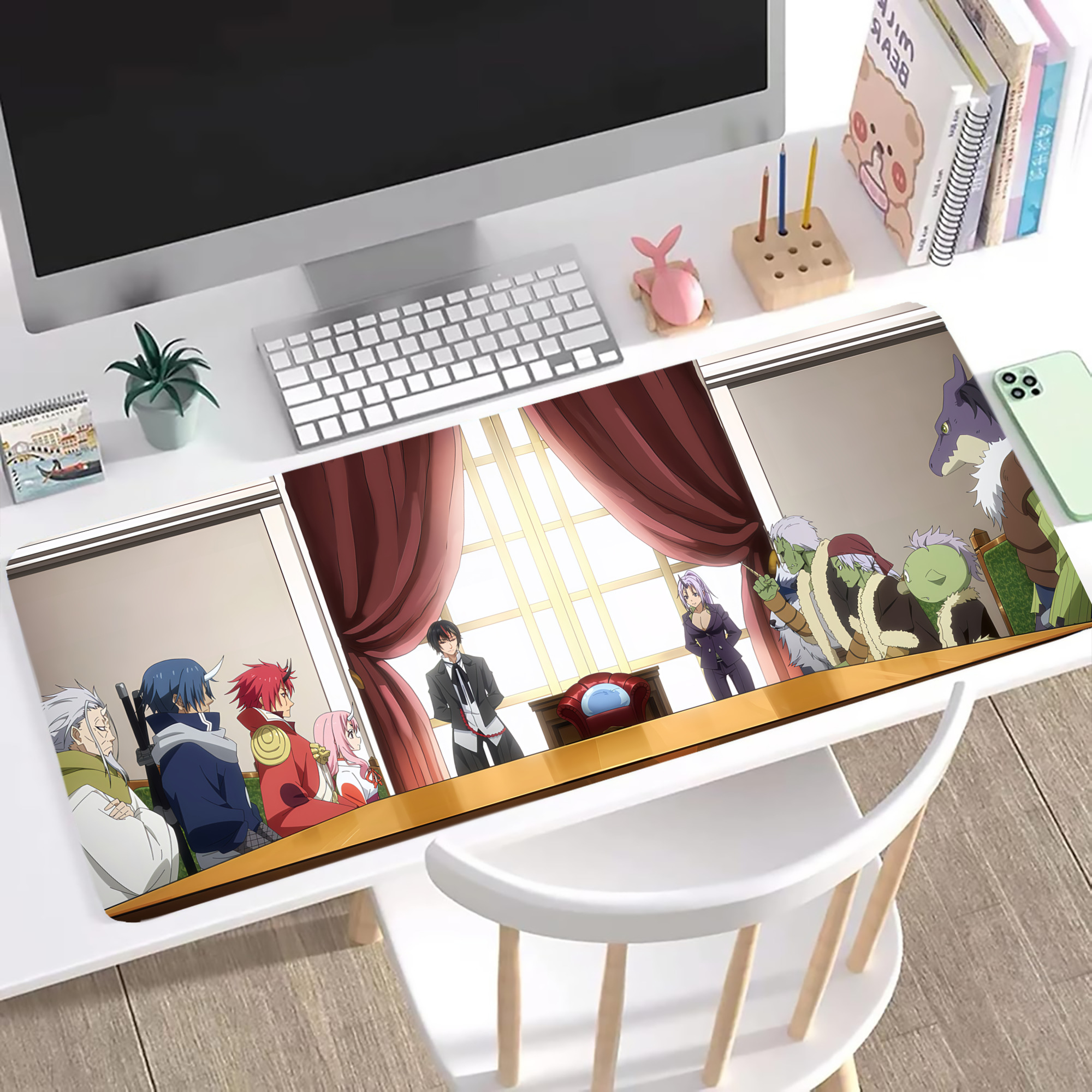 （画像用） 転スラ Regarding Reincarnated to Slime ステッチ加工 大判デスクマット／滑り止めマウスパッド