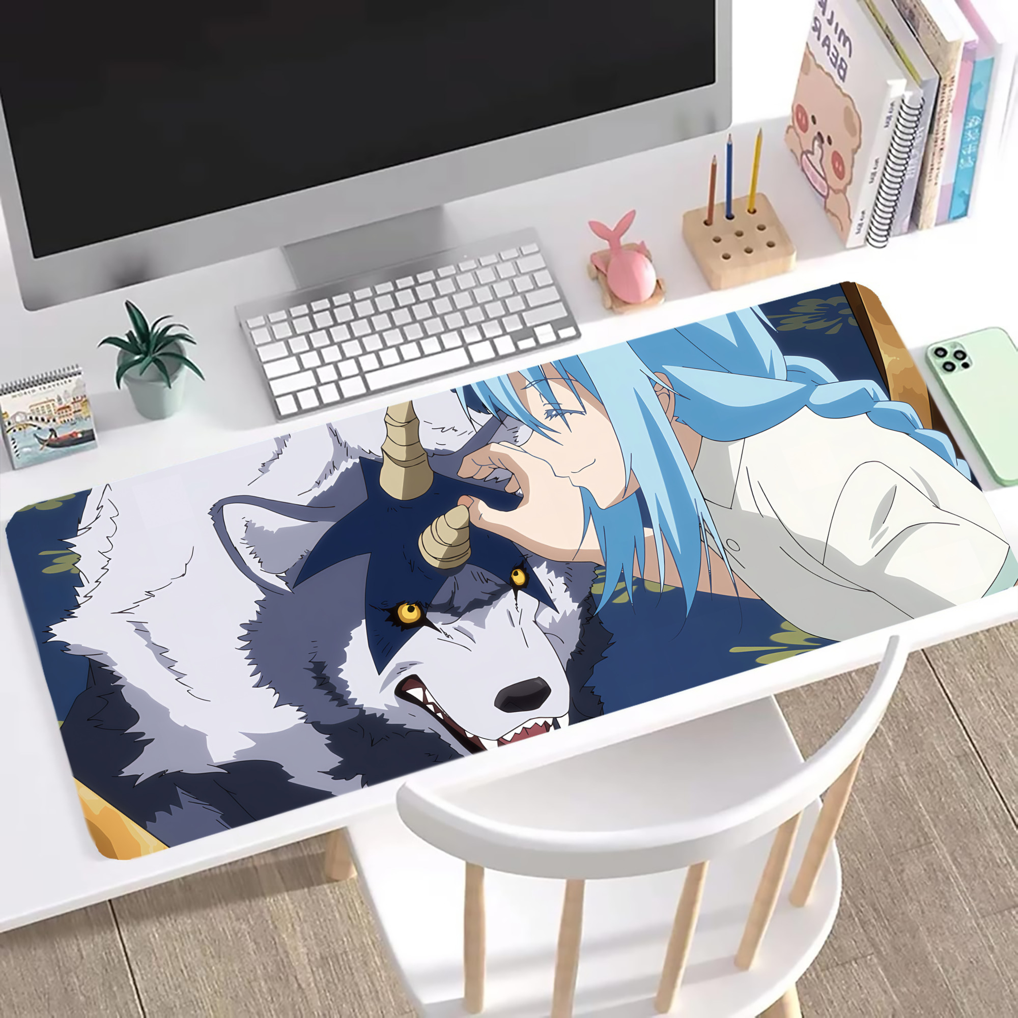 （画像用） 転スラ Regarding Reincarnated to Slime ステッチ加工 大判デスクマット／滑り止めマウスパッド