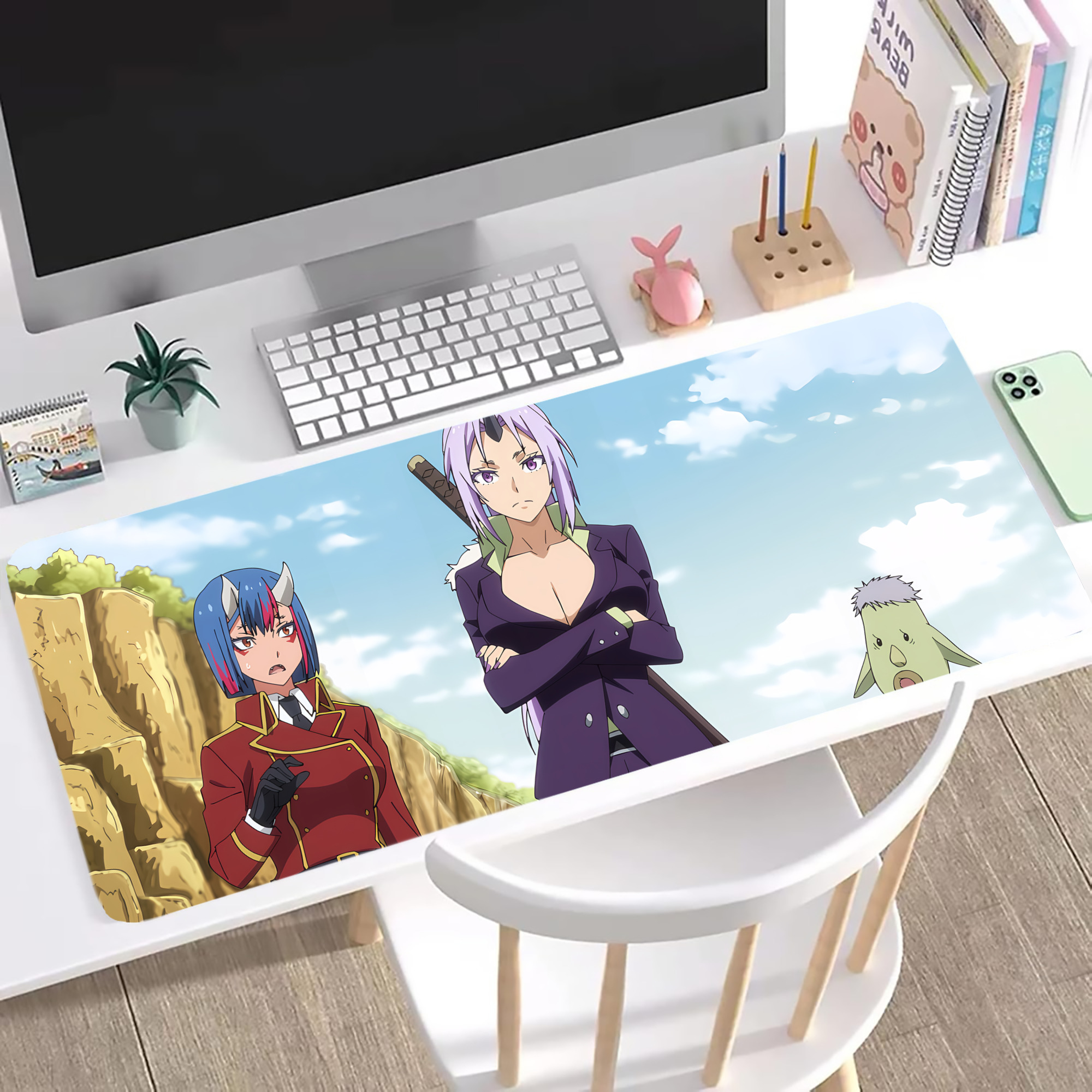 （画像用） 転スラ Regarding Reincarnated to Slime ステッチ加工 大判デスクマット／滑り止めマウスパッド