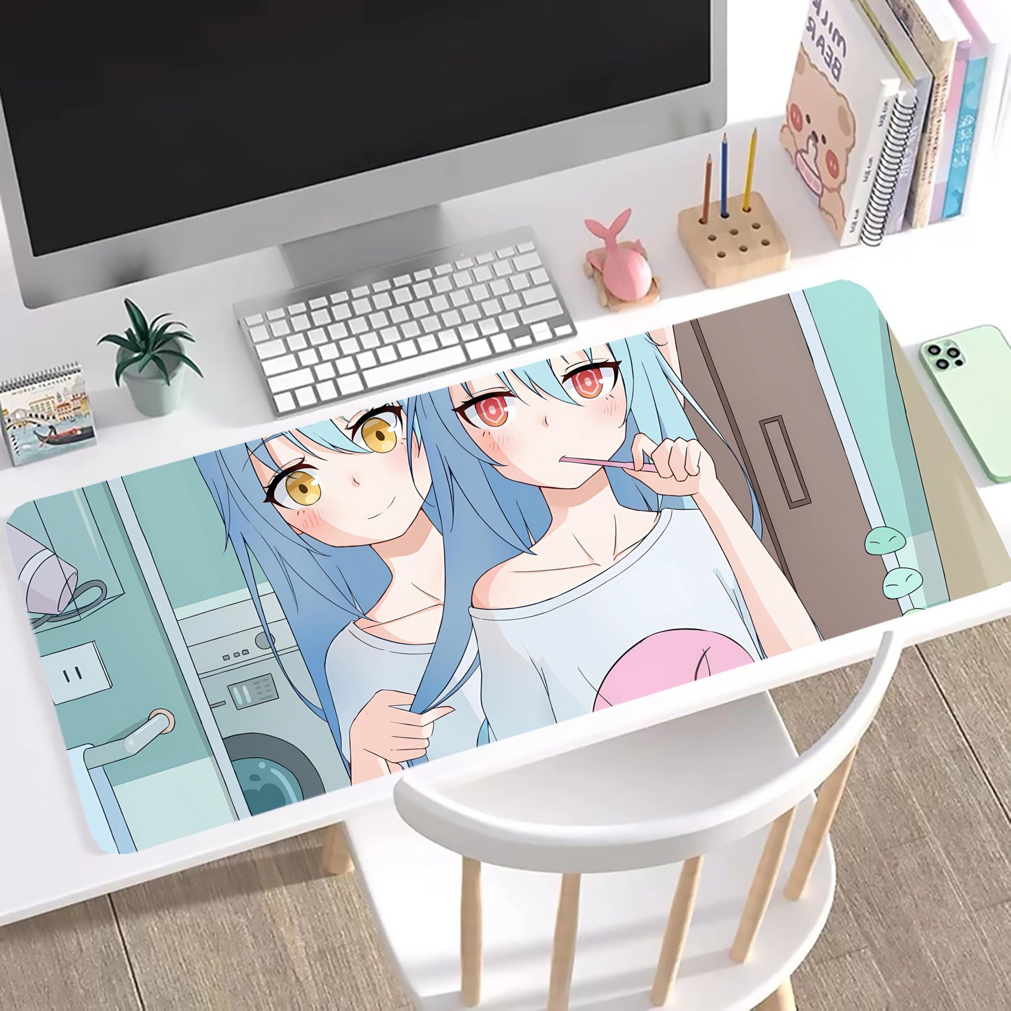 （画像用） 転スラ Regarding Reincarnated to Slime ステッチ加工 大判デスクマット／滑り止めマウスパッド