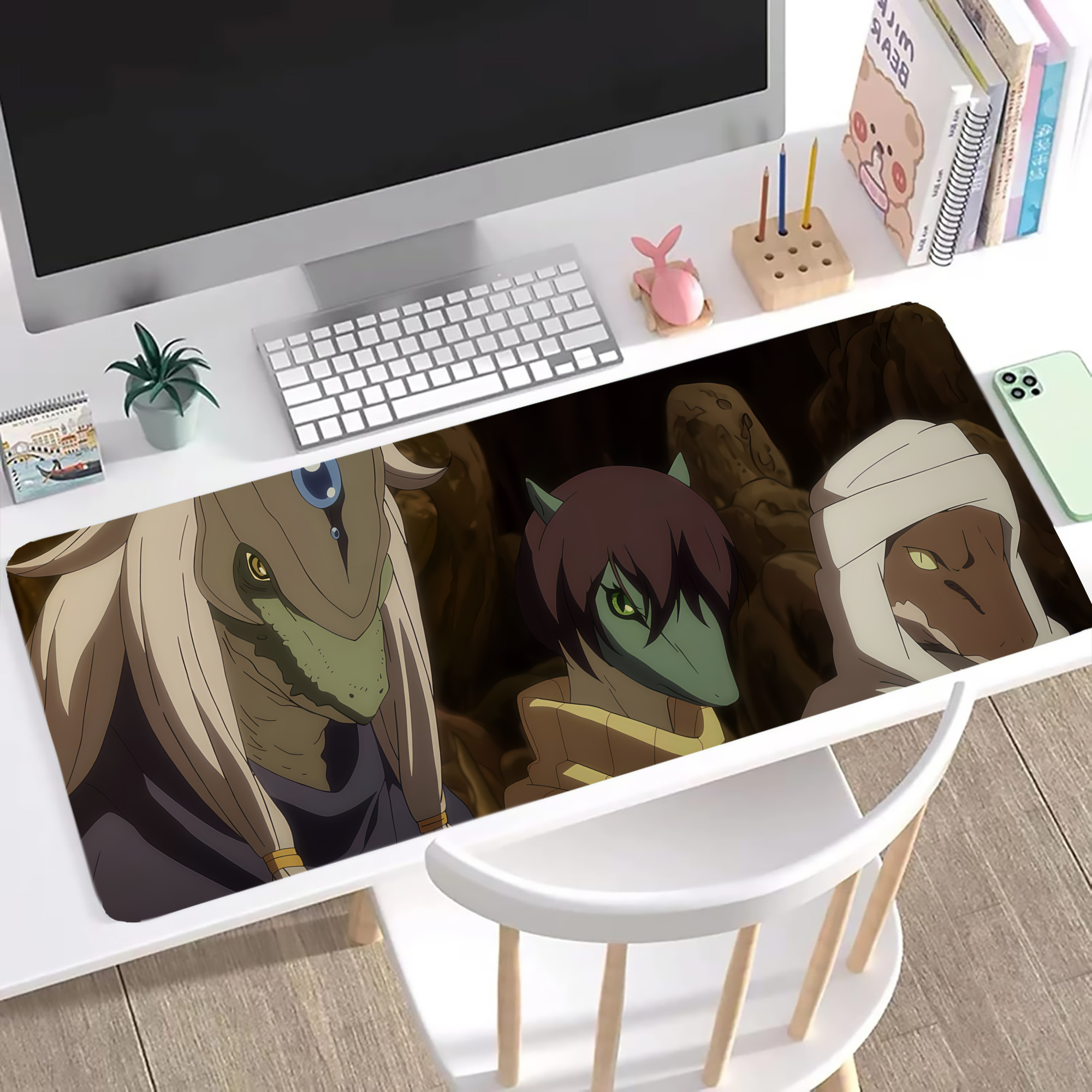 （画像用） 転スラ Regarding Reincarnated to Slime ステッチ加工 大判デスクマット／滑り止めマウスパッド