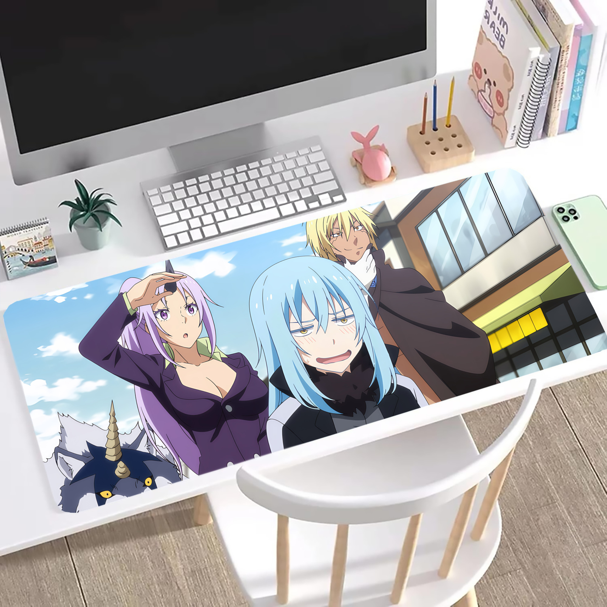 （画像用） 転スラ Regarding Reincarnated to Slime ステッチ加工 大判デスクマット／滑り止めマウスパッド