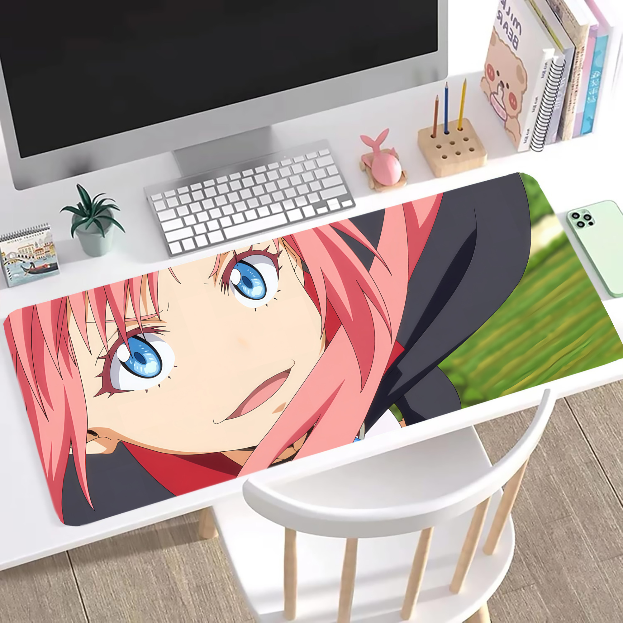 （画像用） 転スラ Regarding Reincarnated to Slime ステッチ加工 大判デスクマット／滑り止めマウスパッド