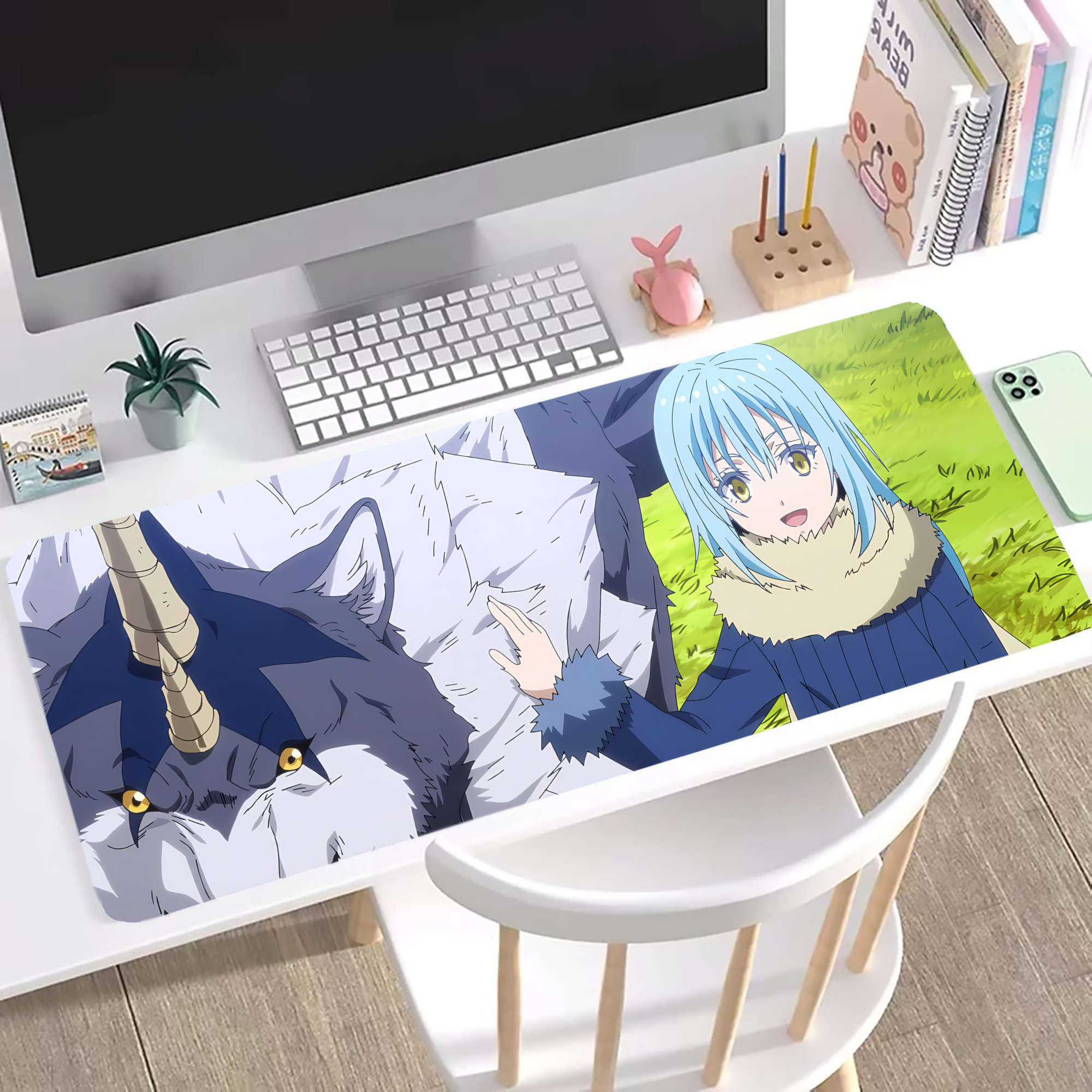 （画像用） 転スラ Regarding Reincarnated to Slime ステッチ加工 大判デスクマット／滑り止めマウスパッド