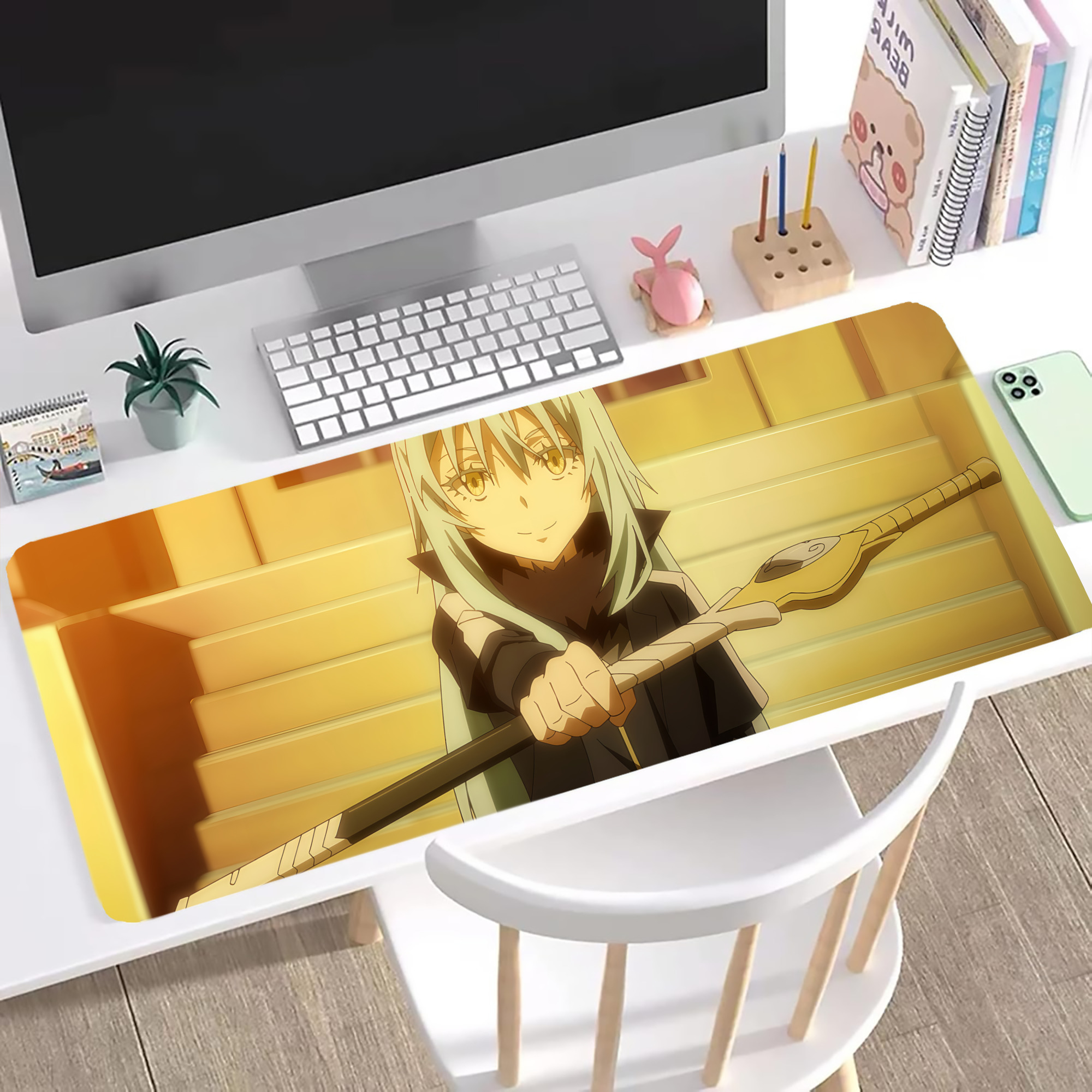 （画像用） 転スラ Regarding Reincarnated to Slime ステッチ加工 大判デスクマット／滑り止めマウスパッド