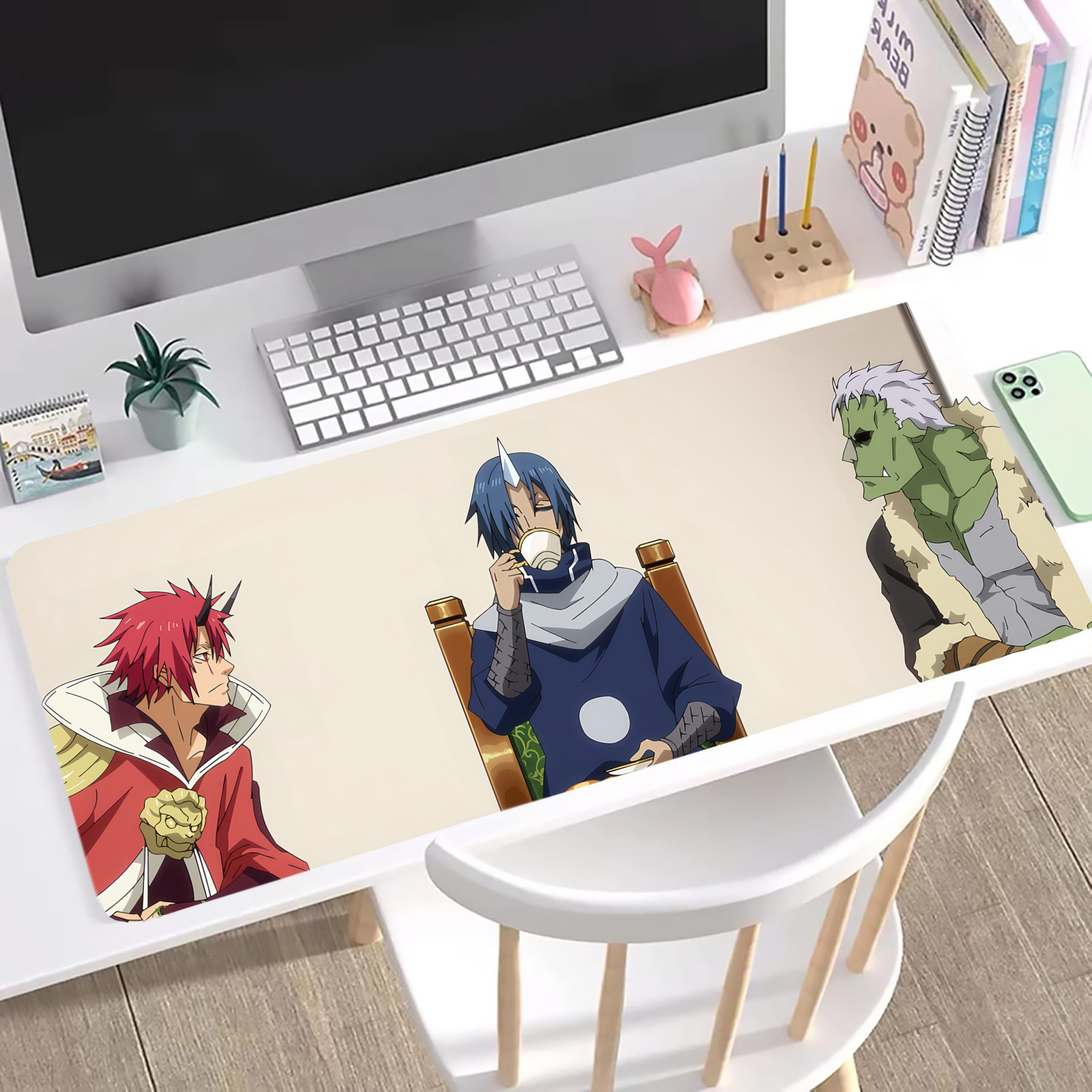（画像用） 転スラ Regarding Reincarnated to Slime ステッチ加工 大判デスクマット／滑り止めマウスパッド