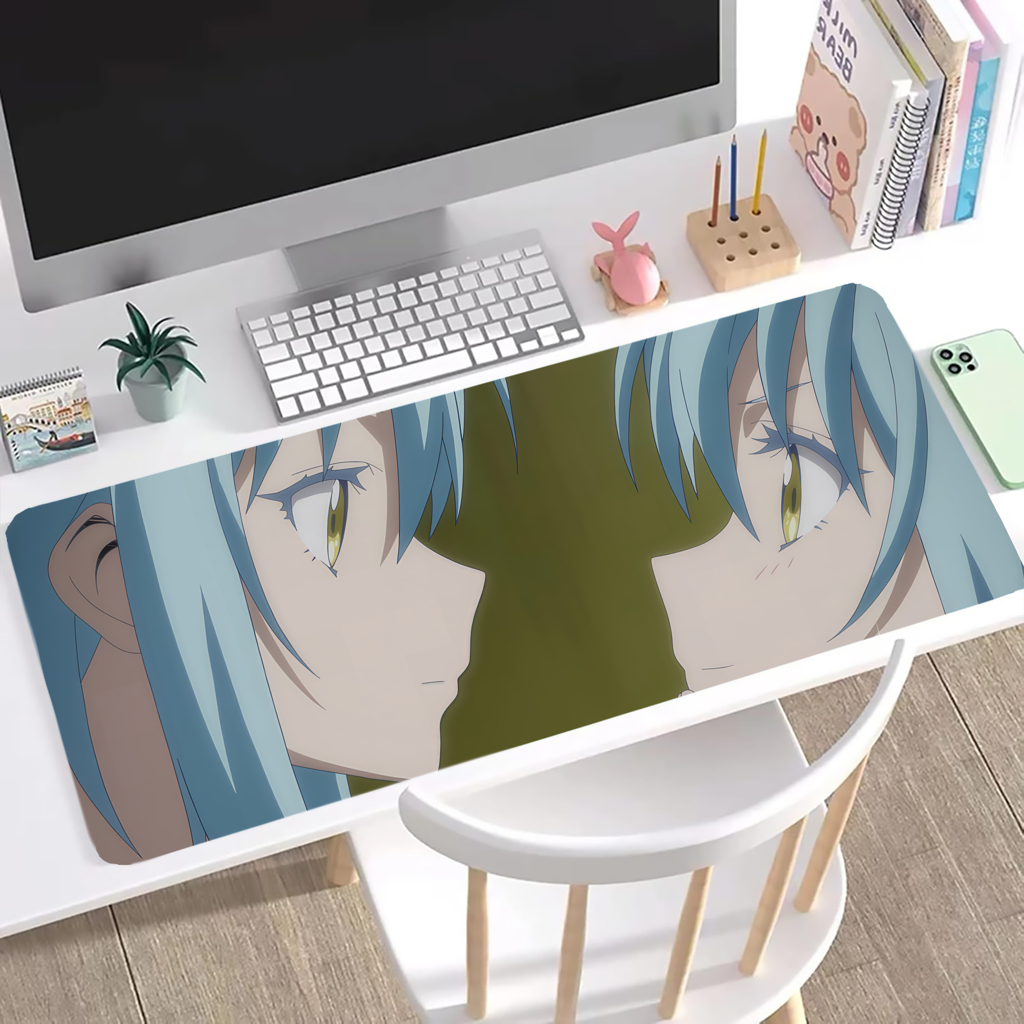 （画像用） 転スラ Regarding Reincarnated to Slime ステッチ加工 大判デスクマット／滑り止めマウスパッド