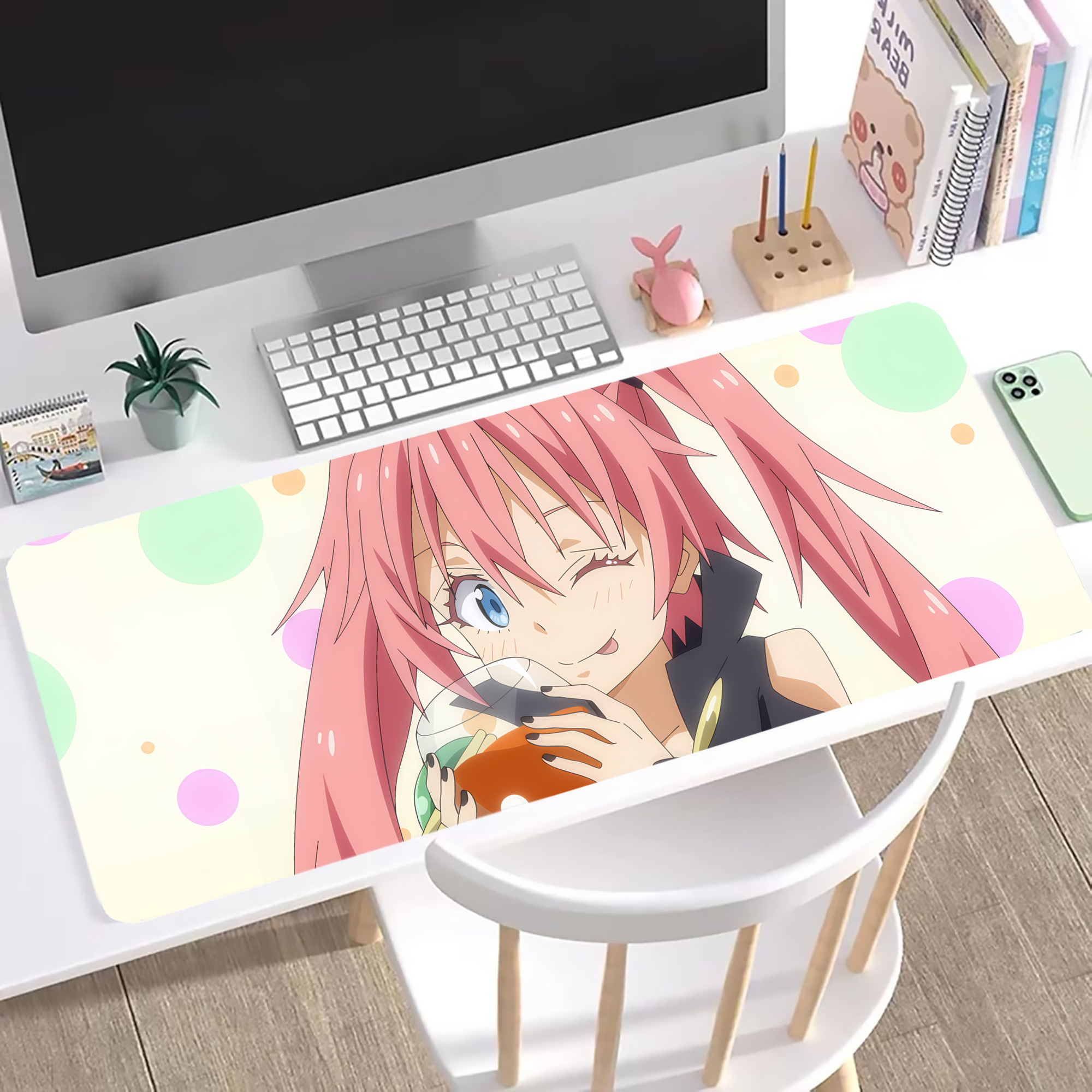 （画像用） 転スラ Regarding Reincarnated to Slime ステッチ加工 大判デスクマット／滑り止めマウスパッド