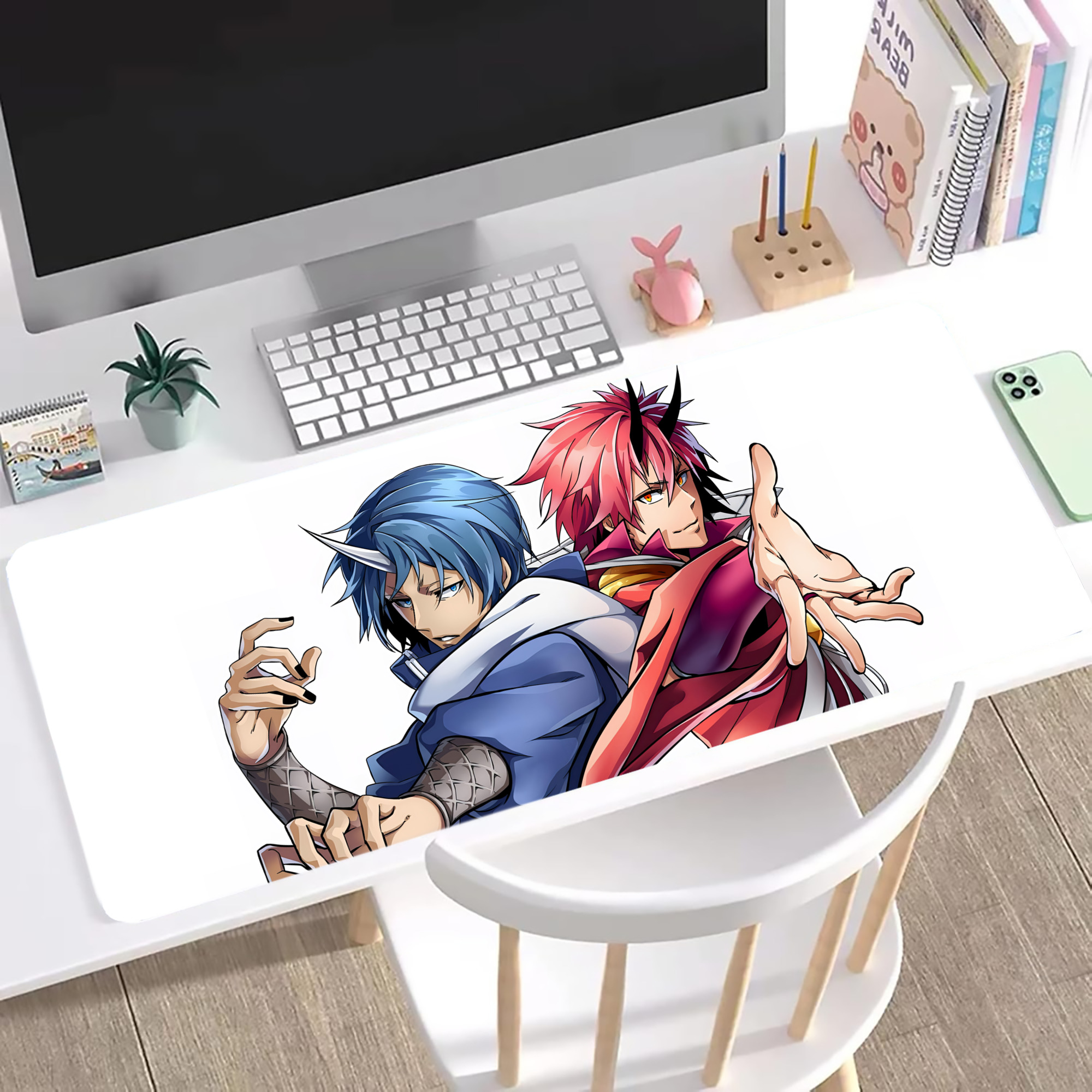 （画像用） 転スラ Regarding Reincarnated to Slime ステッチ加工 大判デスクマット／滑り止めマウスパッド
