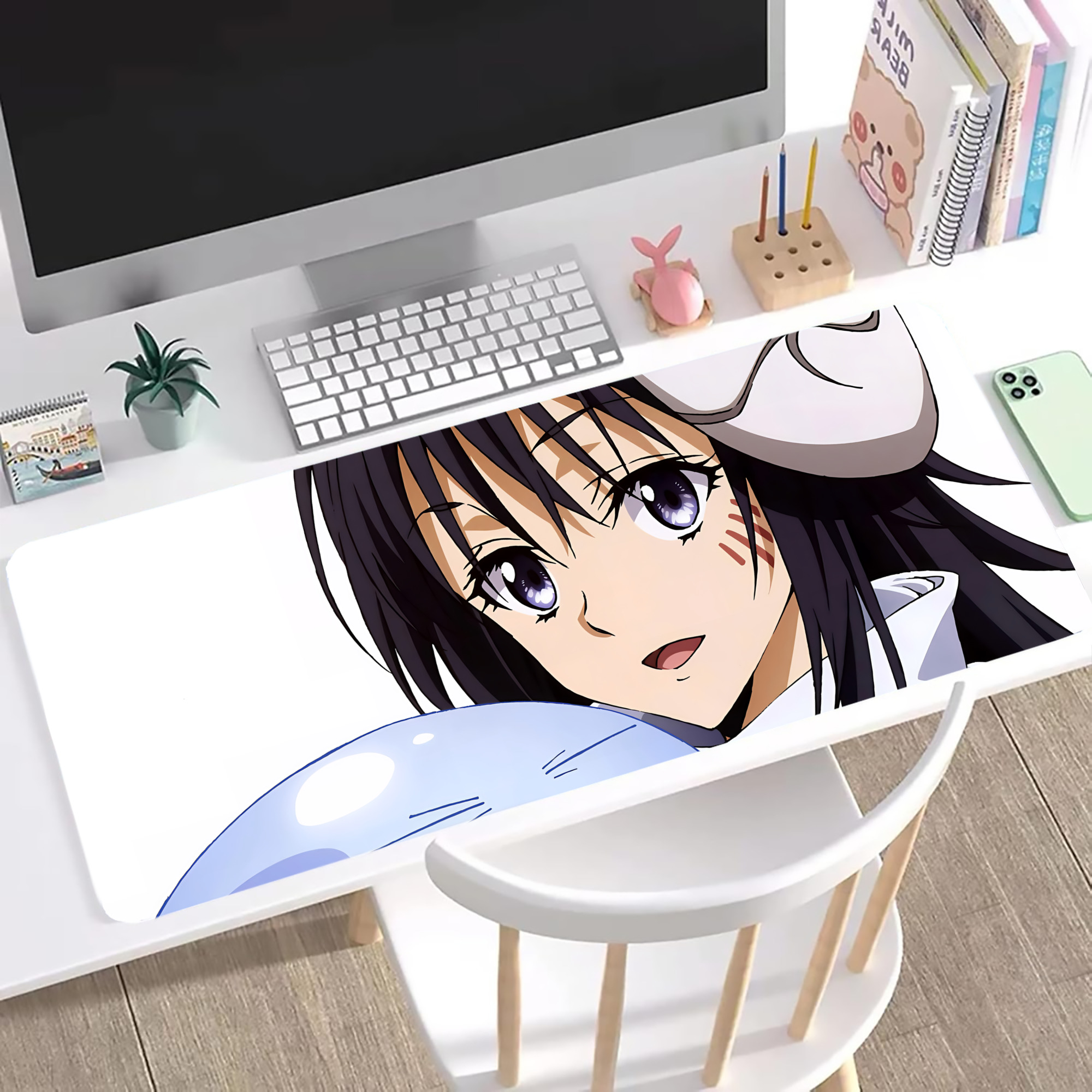 （画像用） 転スラ Regarding Reincarnated to Slime ステッチ加工 大判デスクマット／滑り止めマウスパッド