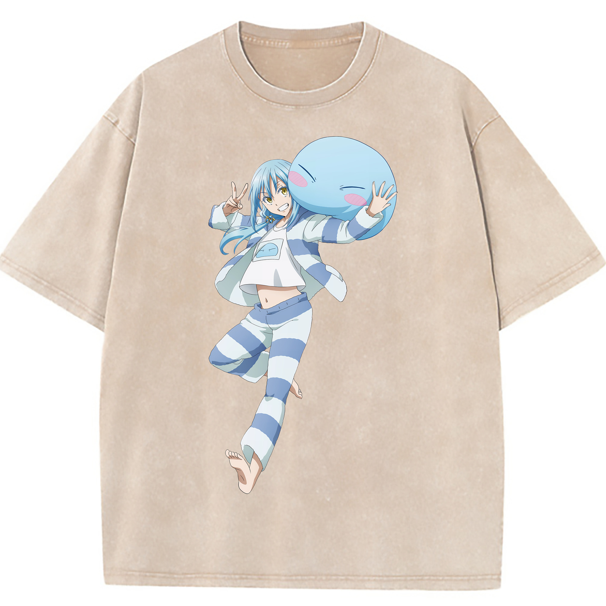 （画像用） 転スラ Regarding Reincarnated to Slime 綿100% ヴィンテージ風 半袖Tシャツ（フロントプリント）