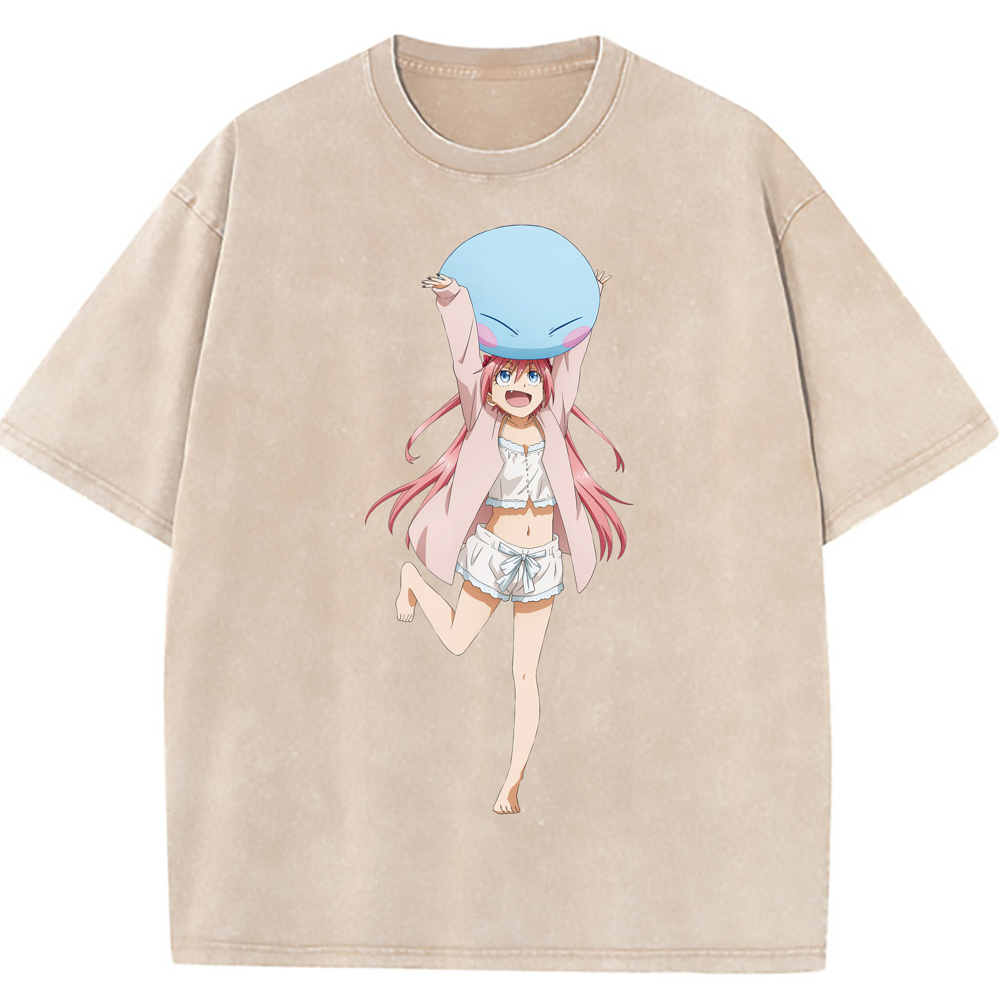 （画像用） 転スラ Regarding Reincarnated to Slime 綿100% ヴィンテージ風 半袖Tシャツ（フロントプリント）