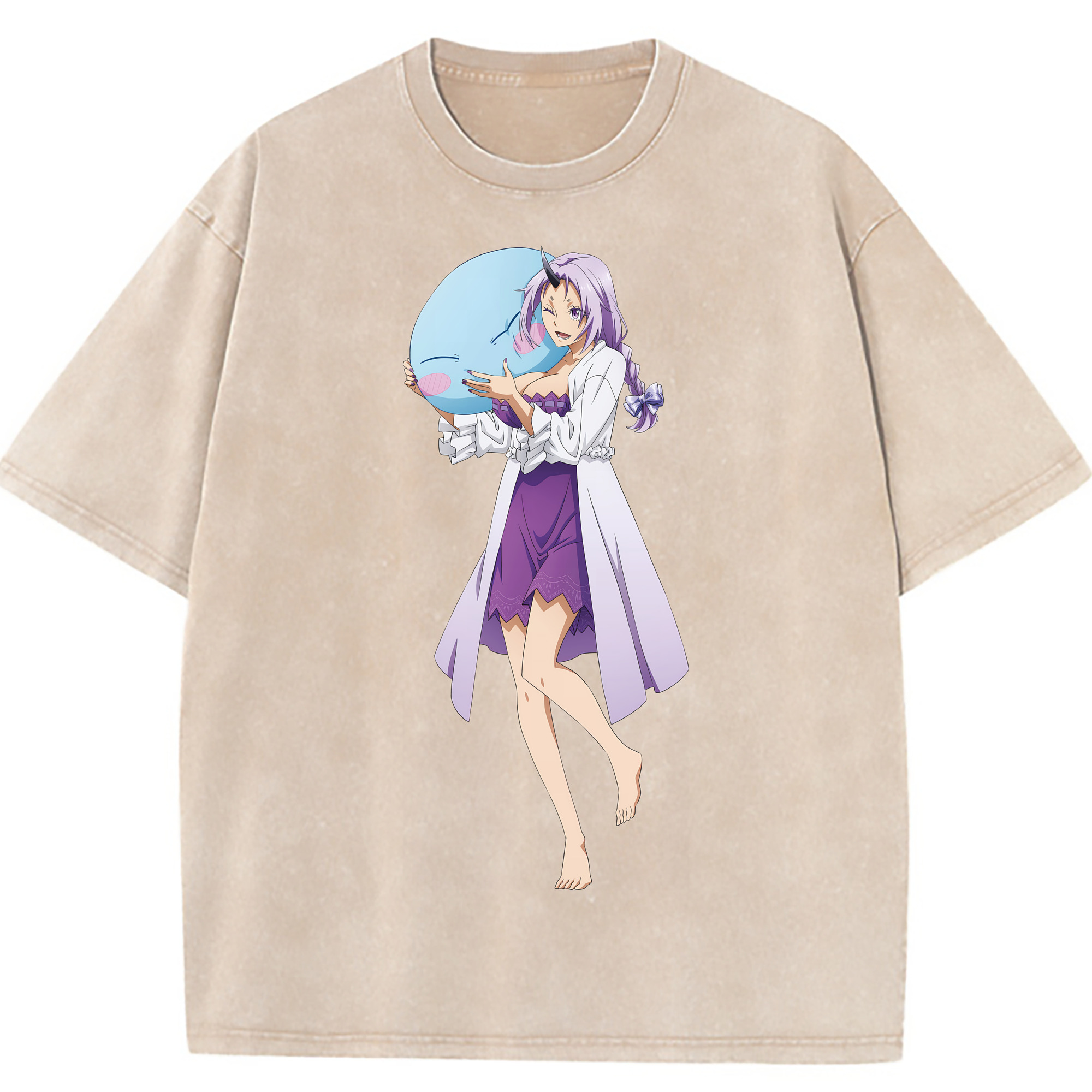 （画像用） 転スラ Regarding Reincarnated to Slime 綿100% ヴィンテージ風 半袖Tシャツ（フロントプリント）