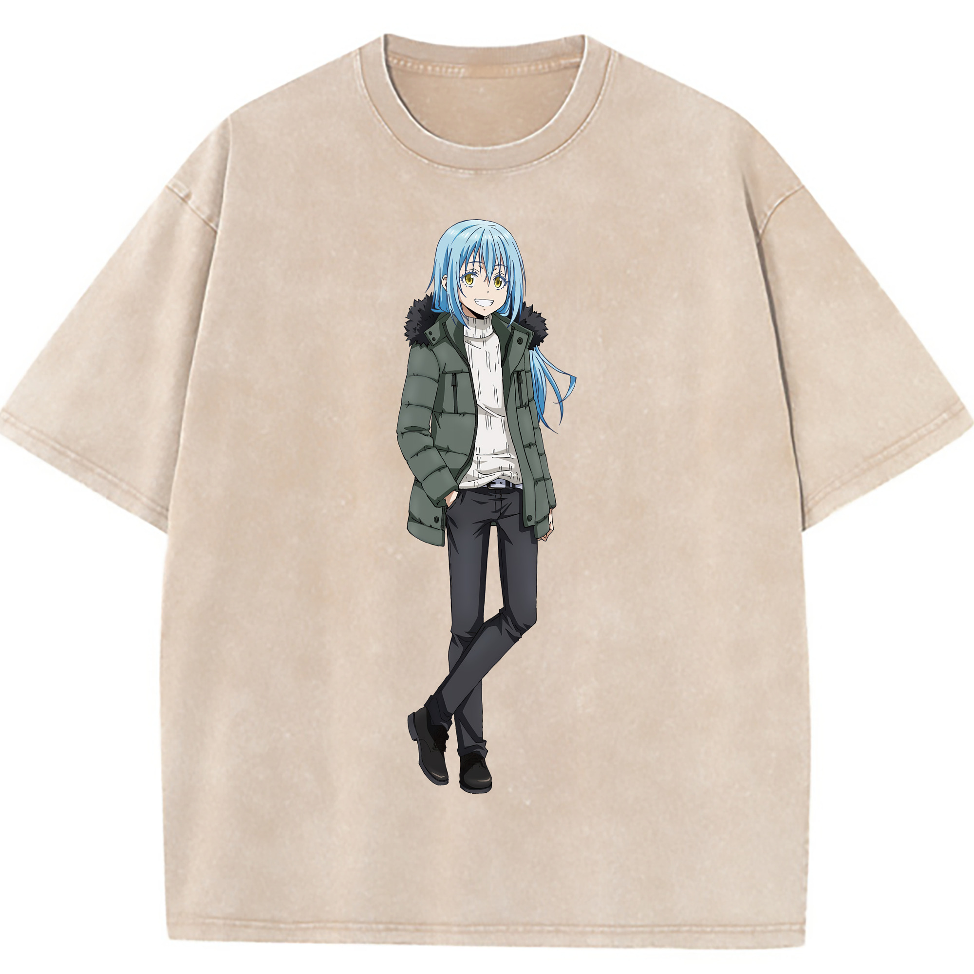 （画像用） 転スラ Regarding Reincarnated to Slime 綿100% ヴィンテージ風 半袖Tシャツ（フロントプリント）