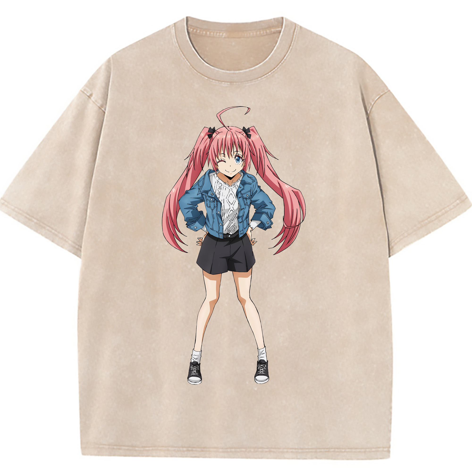 （画像用） 転スラ Regarding Reincarnated to Slime 綿100% ヴィンテージ風 半袖Tシャツ（フロントプリント）