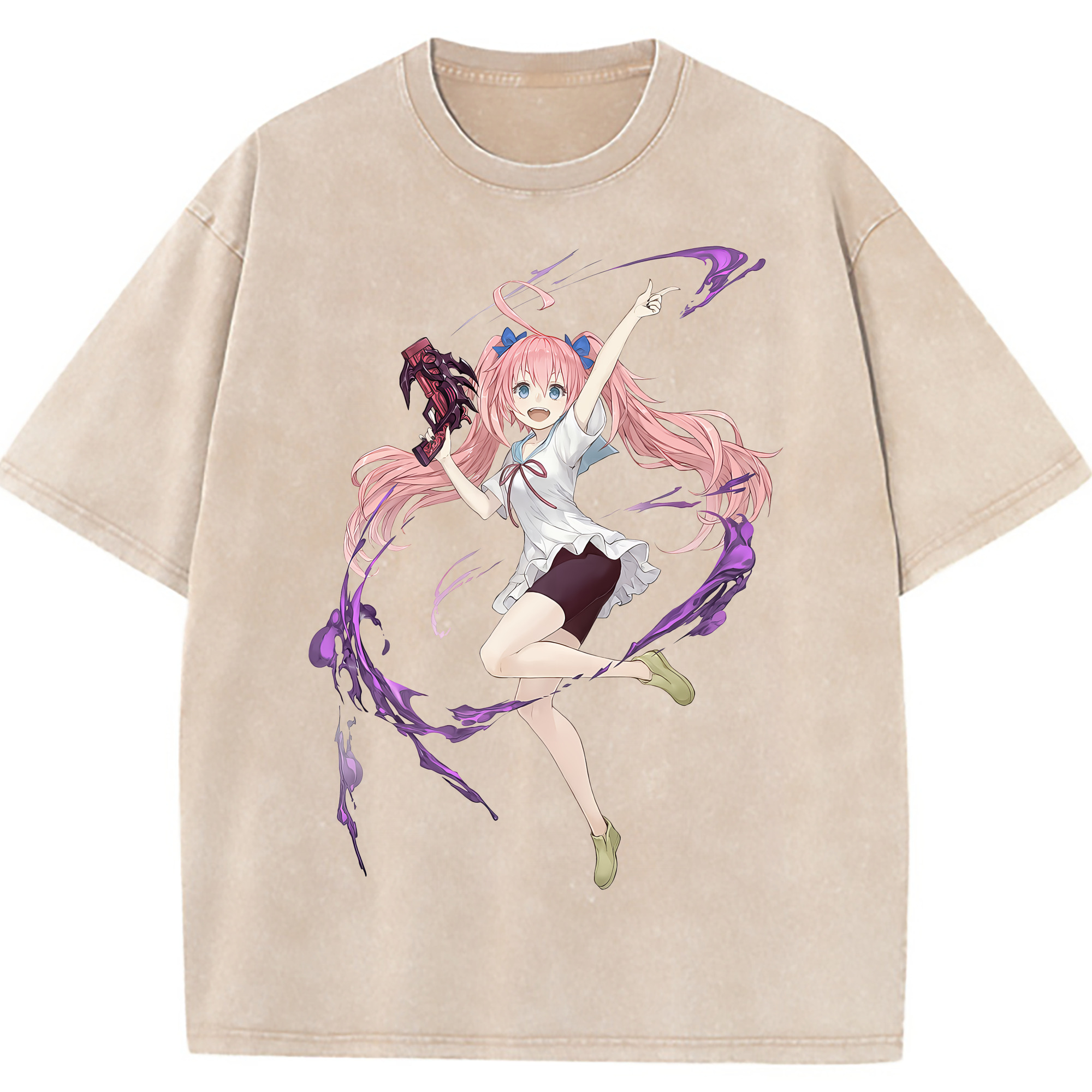 （画像用） 転スラ Regarding Reincarnated to Slime 綿100% ヴィンテージ風 半袖Tシャツ（フロントプリント）