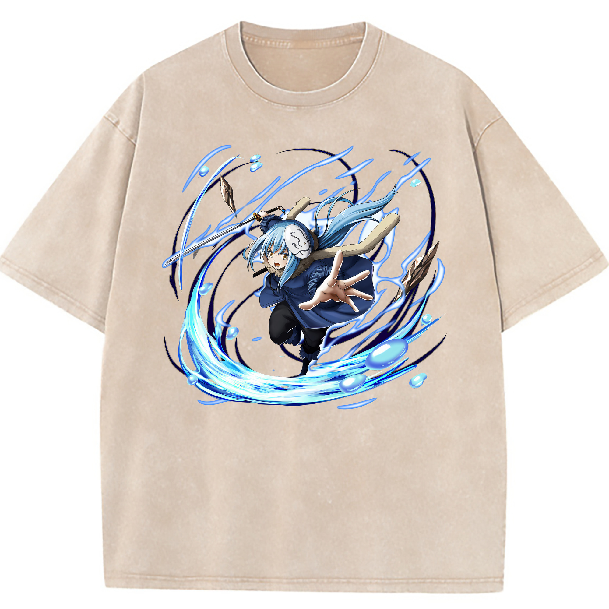 （画像用） 転スラ Regarding Reincarnated to Slime 綿100% ヴィンテージ風 半袖Tシャツ（フロントプリント）