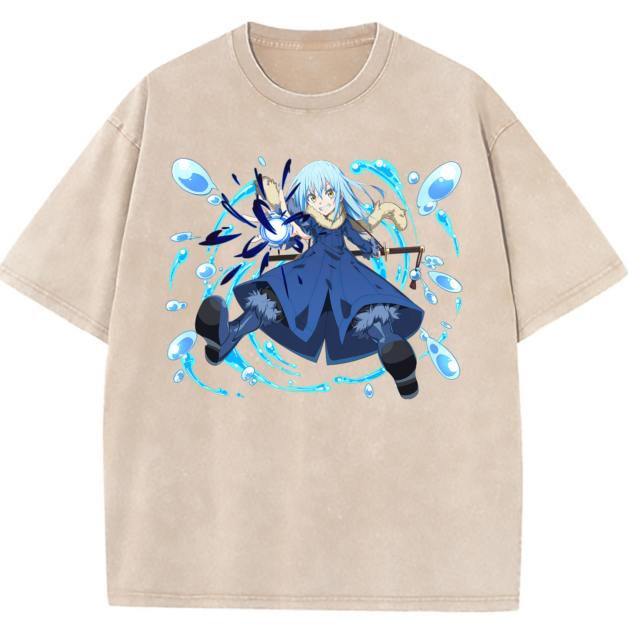 （画像用） 転スラ Regarding Reincarnated to Slime 綿100% ヴィンテージ風 半袖Tシャツ（フロントプリント）