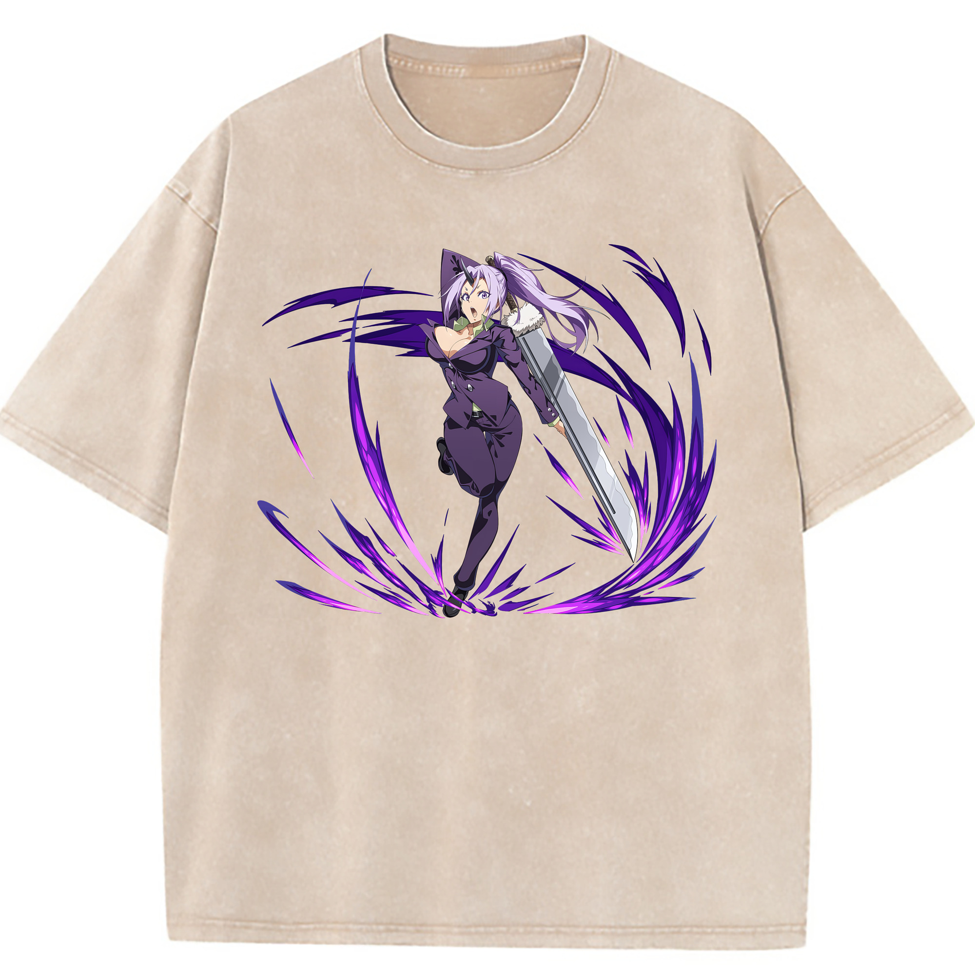 （画像用） 転スラ Regarding Reincarnated to Slime 綿100% ヴィンテージ風 半袖Tシャツ（フロントプリント）