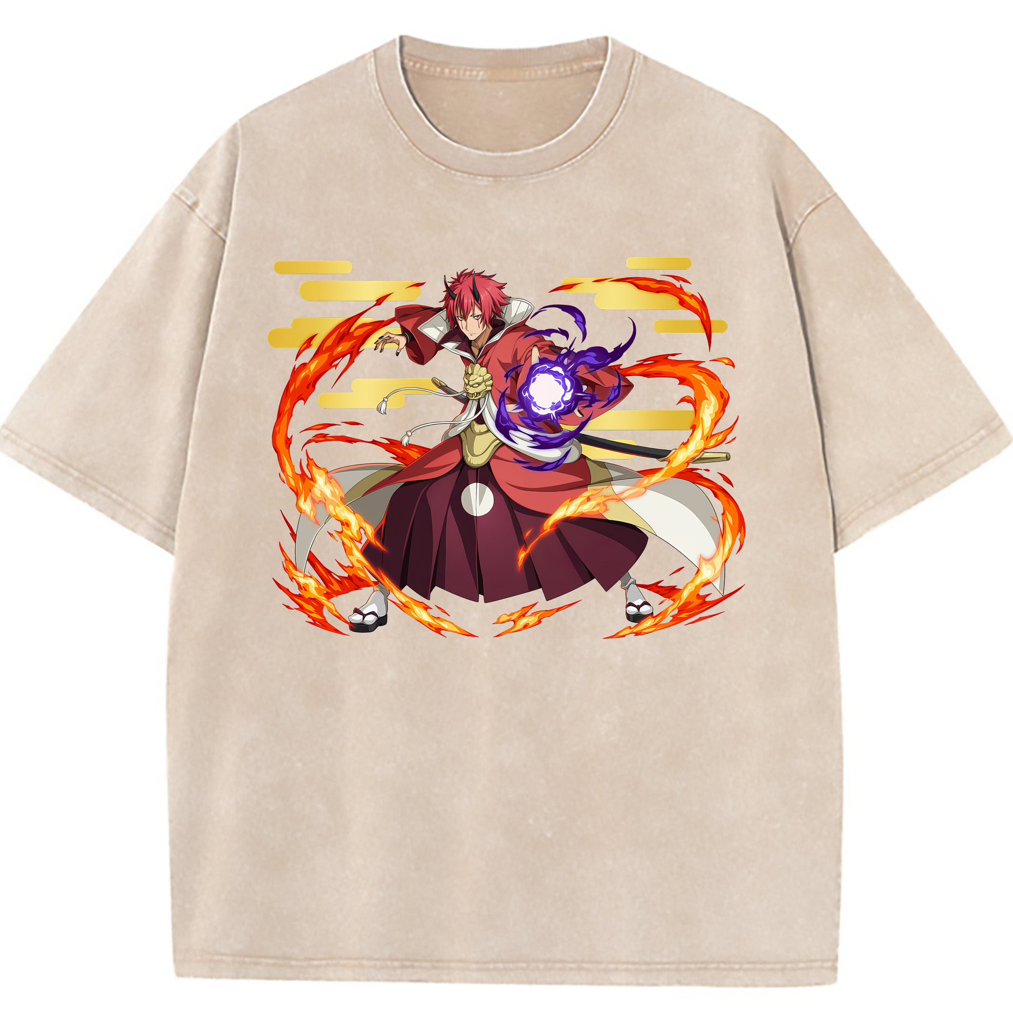 （画像用） 転スラ Regarding Reincarnated to Slime 綿100% ヴィンテージ風 半袖Tシャツ（フロントプリント）