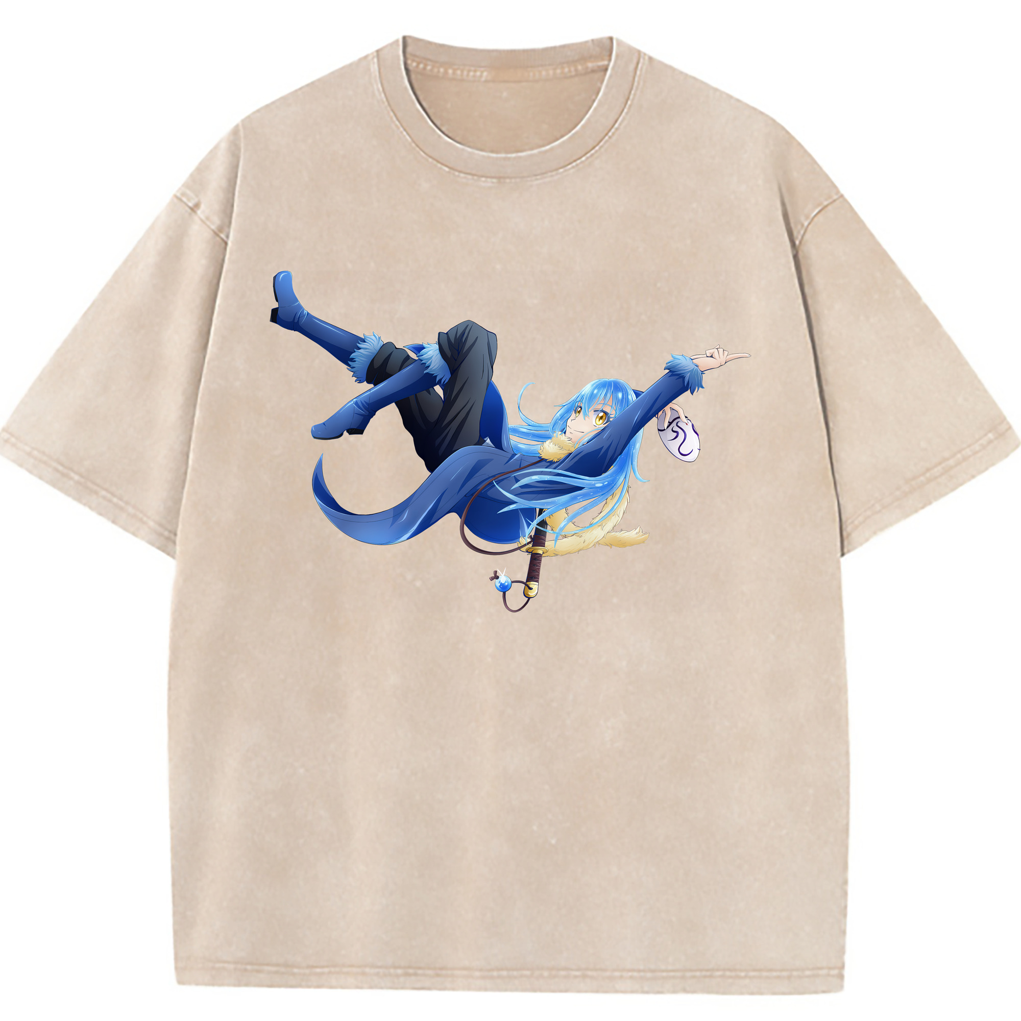 （画像用） 転スラ Regarding Reincarnated to Slime 綿100% ヴィンテージ風 半袖Tシャツ（フロントプリント）